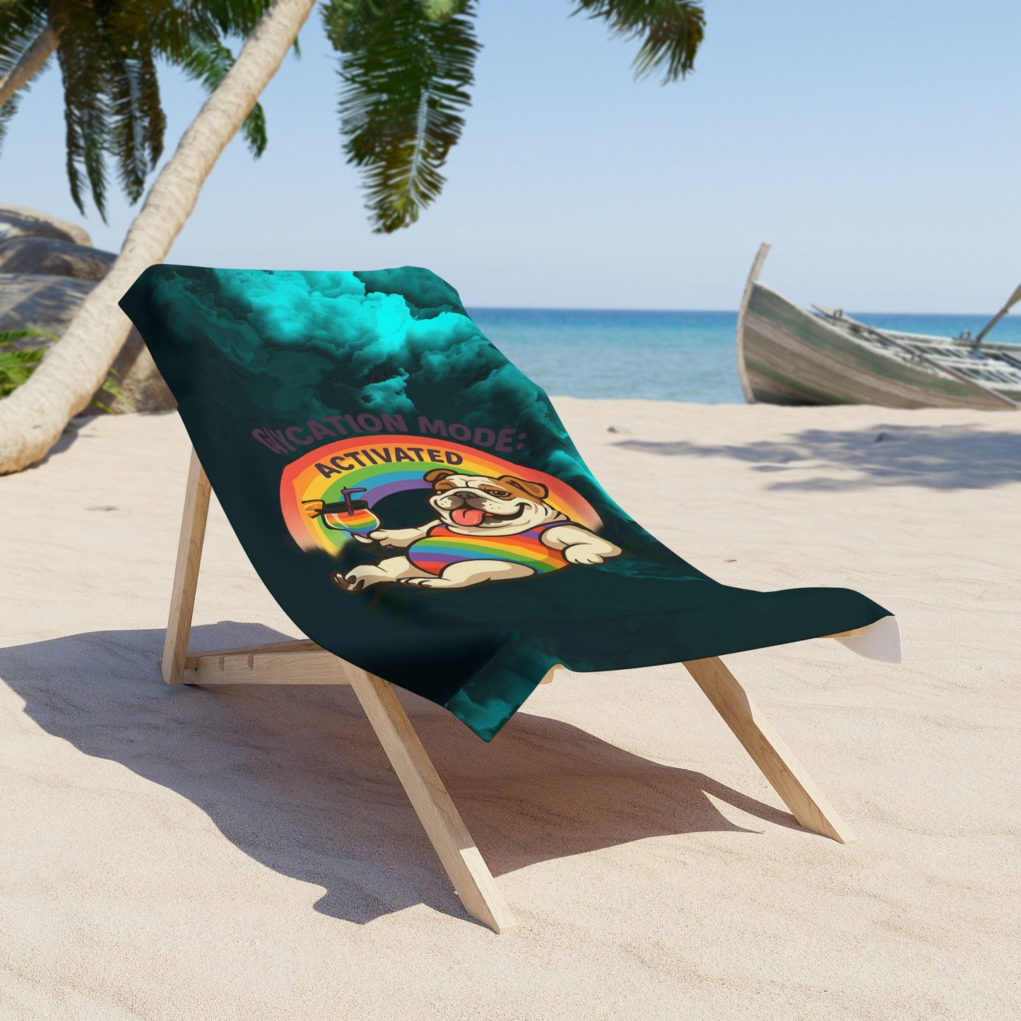 Pride towel Fun Vacation Mode Beach Towel, Dog Lover Gift, Colorful Pool Towel, Summer Accessory, Large Lightweight Towel