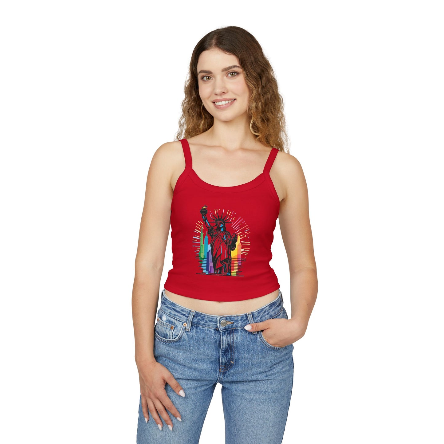 pride tank top Statue of Liberty Women's Spaghetti Strap Tank Top