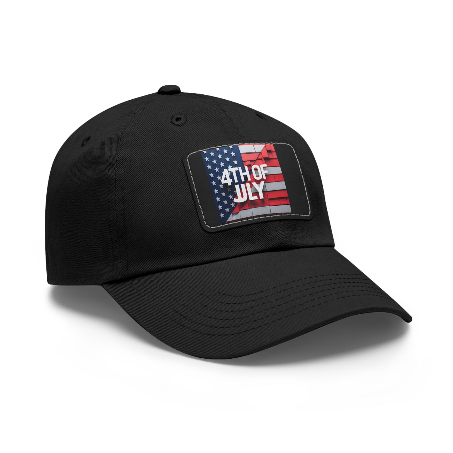 4th of July Dad Hat with Leather Patch - Patriotic Cap for Independence Day