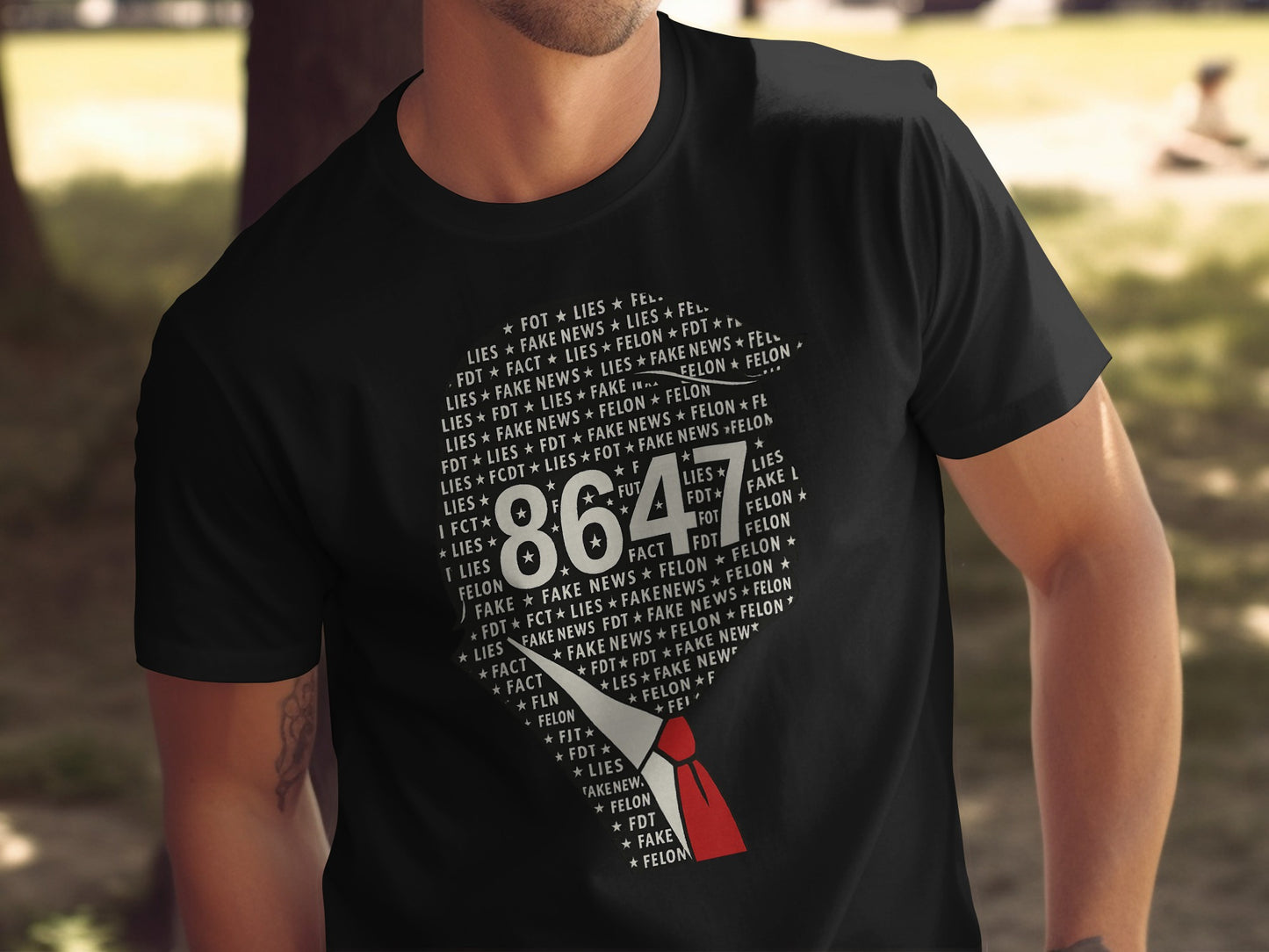 Bold Graphic Number 8641 Fake News Tie Design T-Shirt product