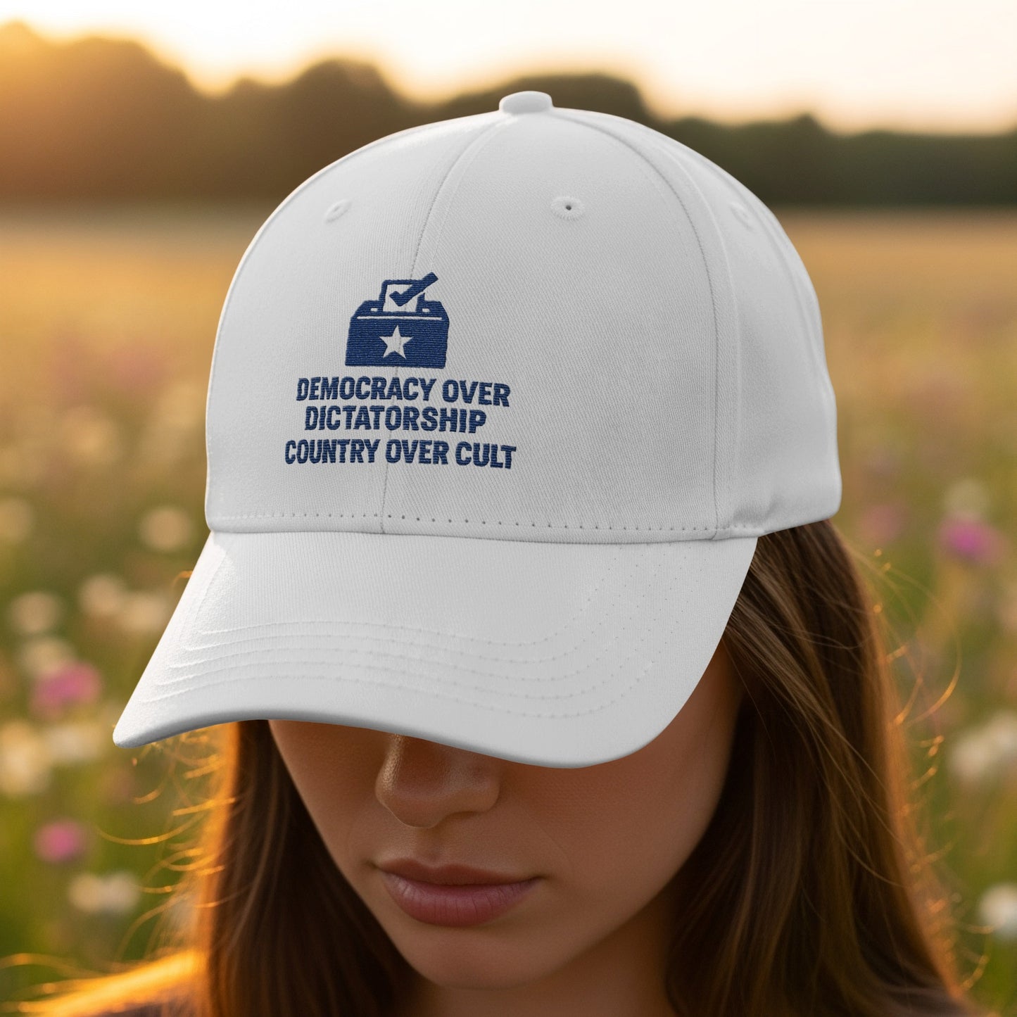 Democracy Over Dictatorship Country Over Cult cap product