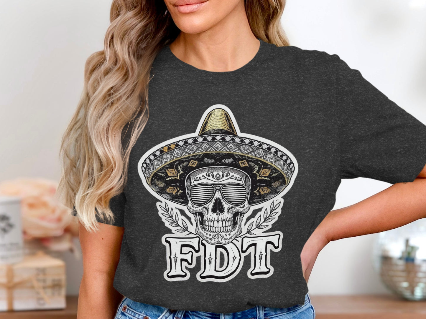 FDT Skull with Sombrero and Sunglasses Graphic Tee product type