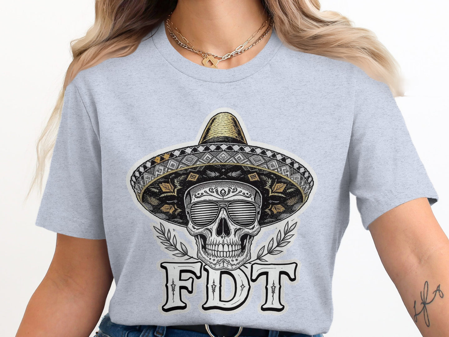Stylish Graphic Skull Design with FDT Print T-shirt product