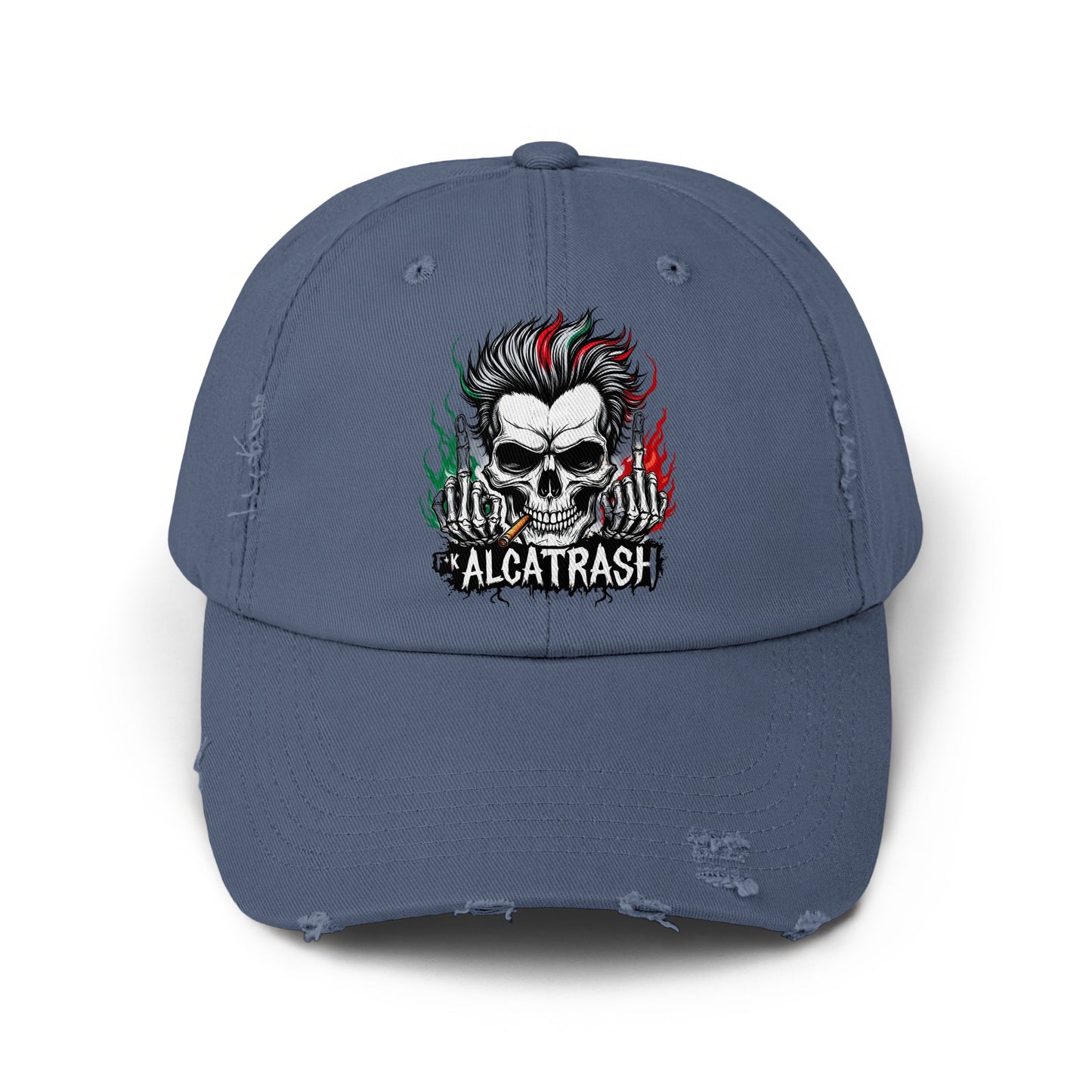 Edgy Skull Art Distressed Alcatrash Hat product