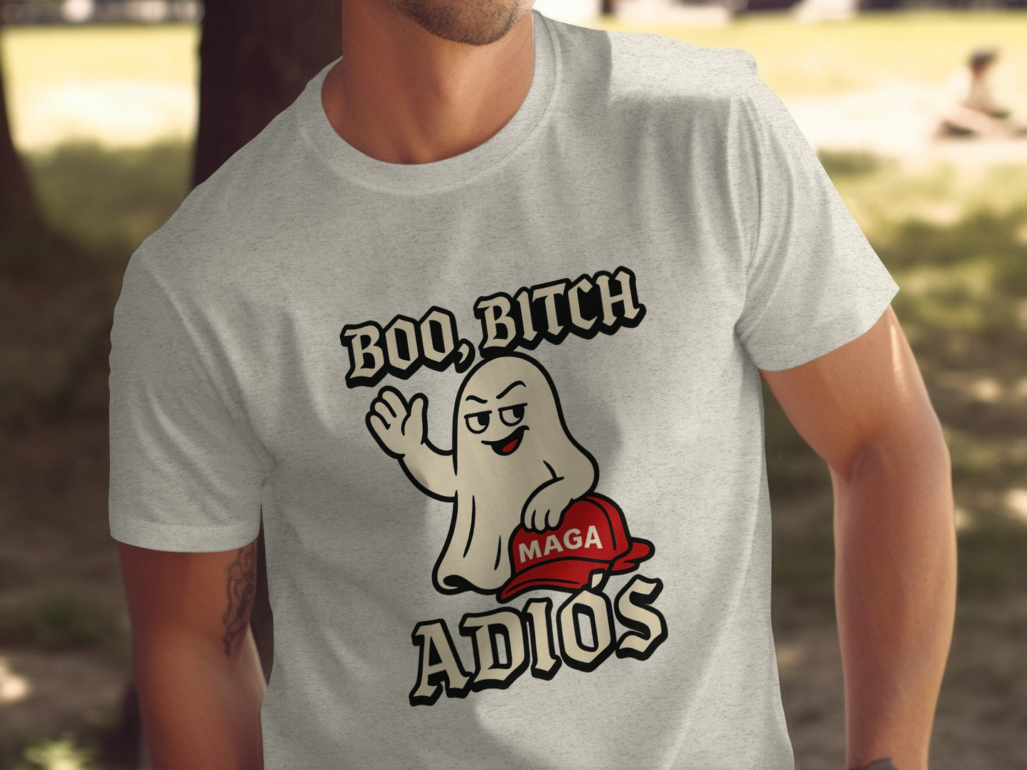 Boo Bitch Adios Ghost Graphic Short Sleeve Shirt product type