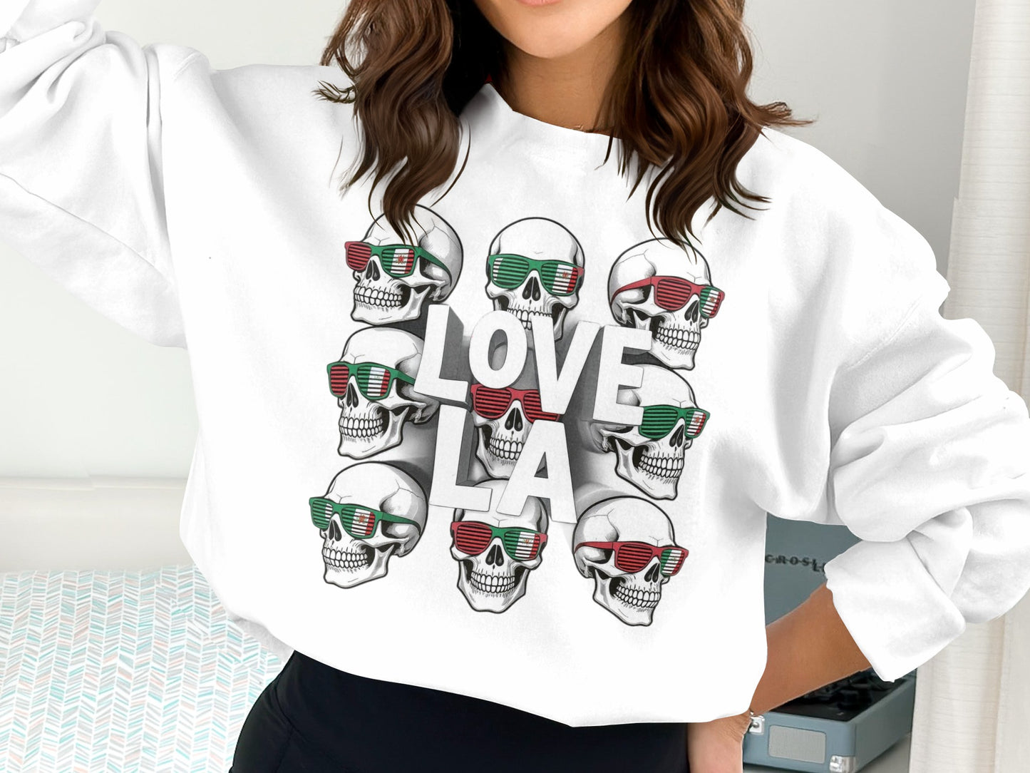 Love LA Skulls Graphic Loose Fit Sweatshirt product