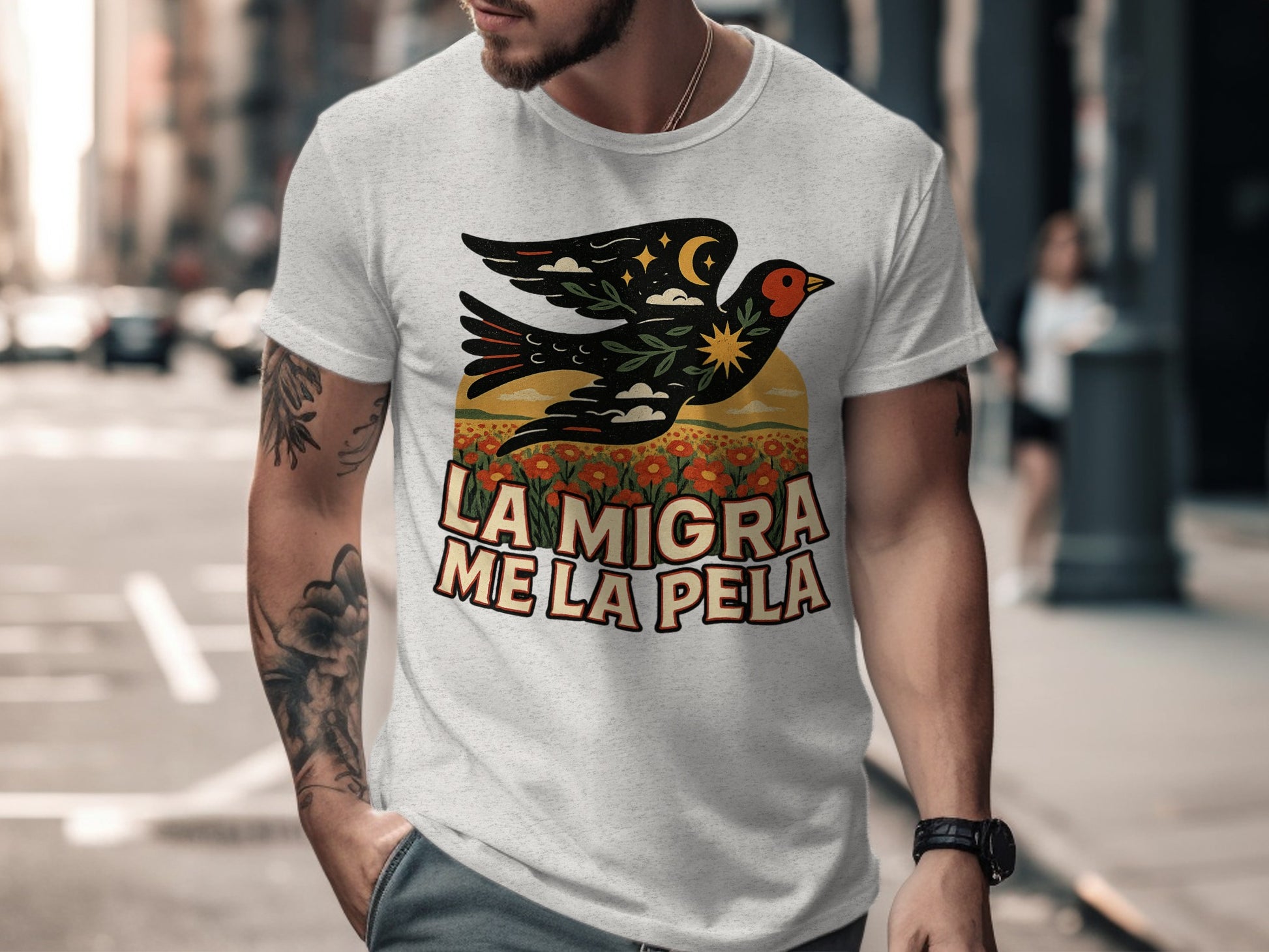 La Migra Me La Pela Graphic Bird Design Shirt product
