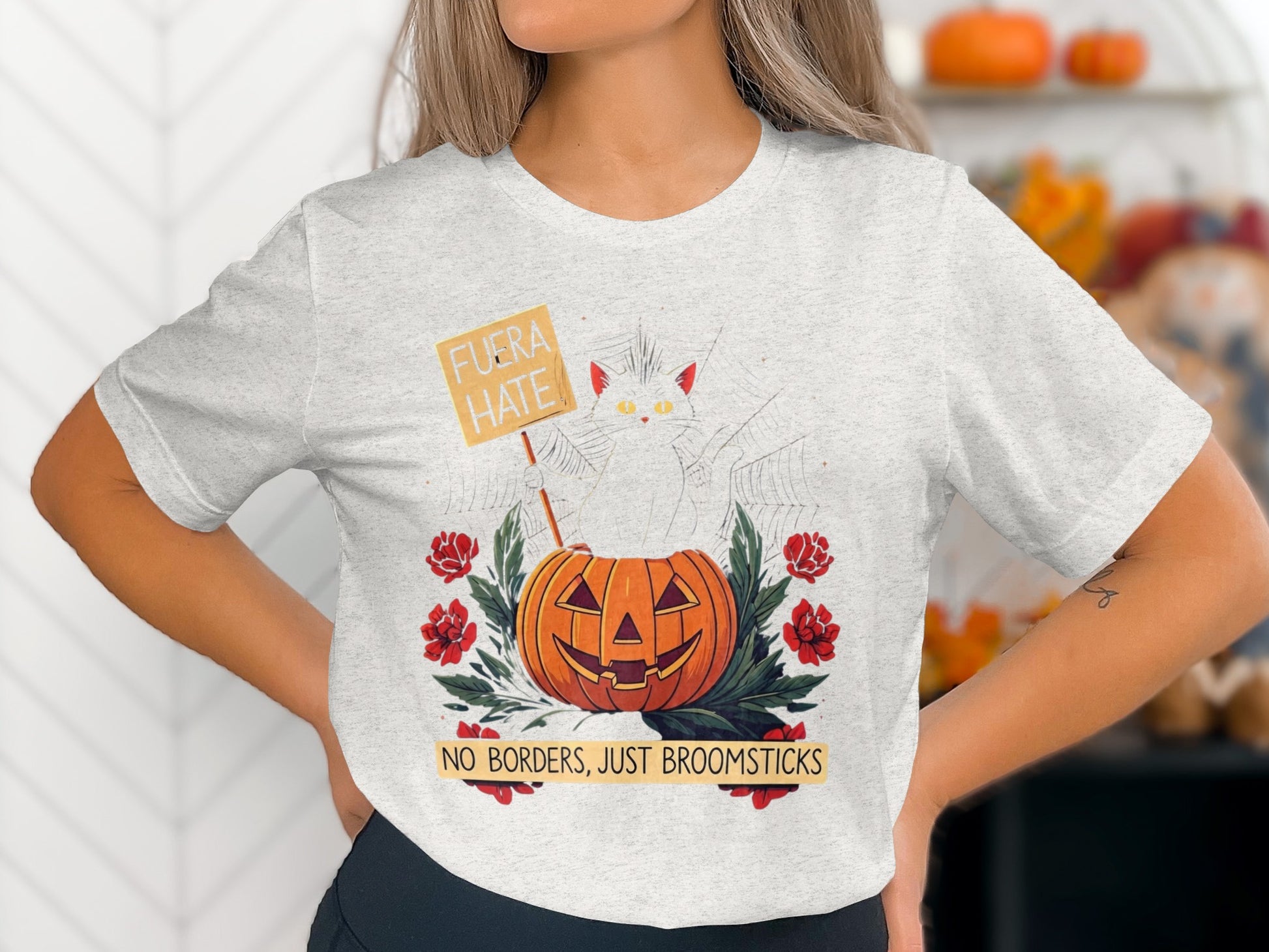 Cute Cat Pumpkin Fuera Hate Halloween Shirt product