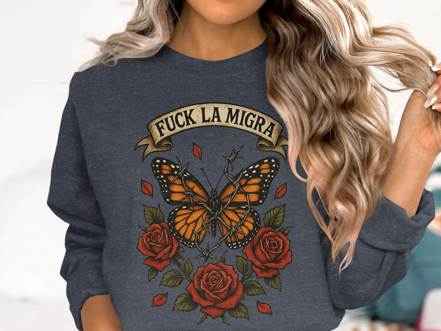 Artistic Butterfly Rose Design Graphic Sweatshirt product type