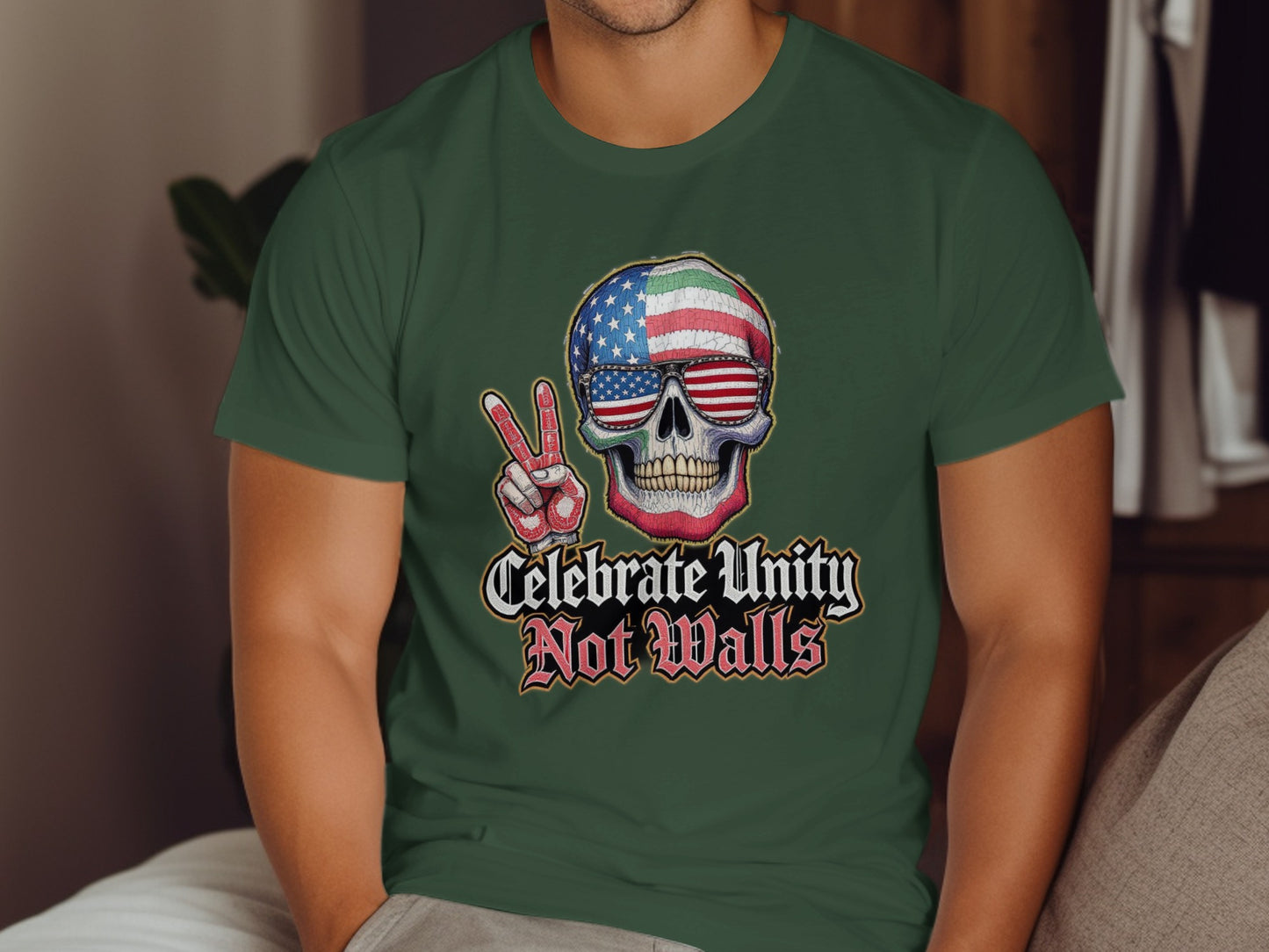Celebrate Unity Not Walls Peace Skull Shirt product