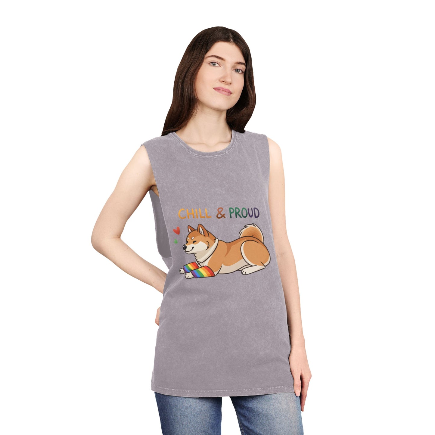 Chill & Proud Unisex Stonewash Tank Top - LGBTQ+ Pride Apparel