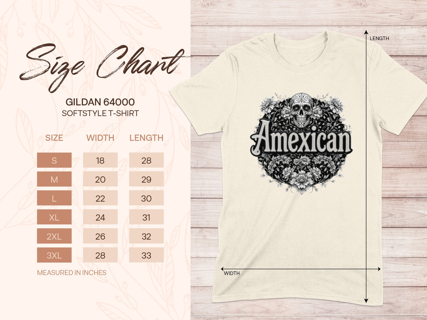 Skull and Floral Art Amexican Softstyle T-Shirt product