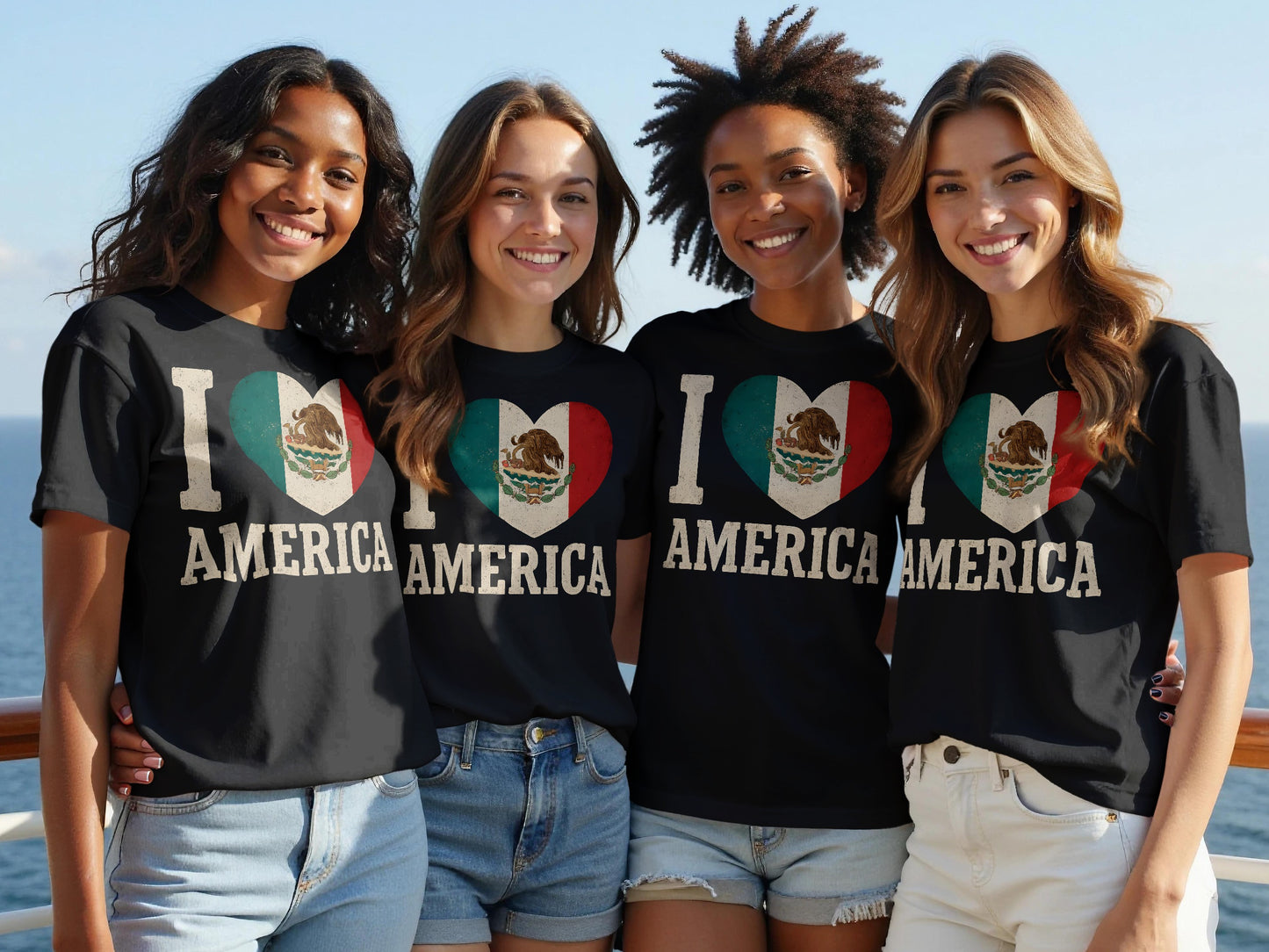I Love America with Mexican Flag Design shirt product