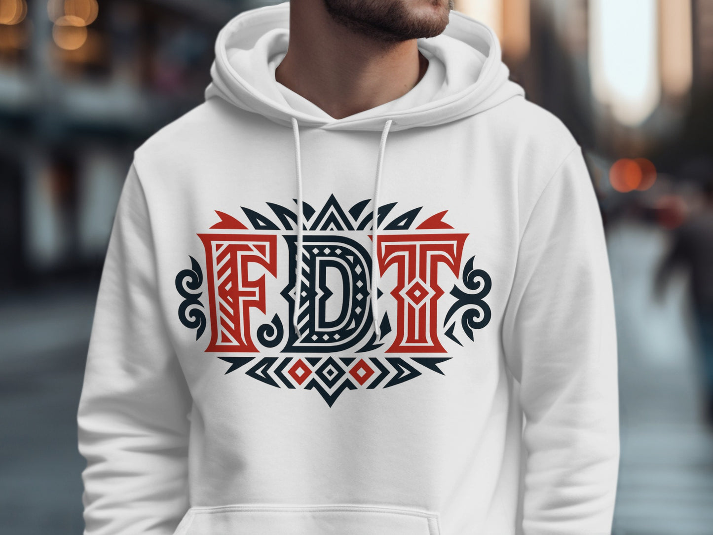 Stylish White Hoodie Featuring FDT Design product