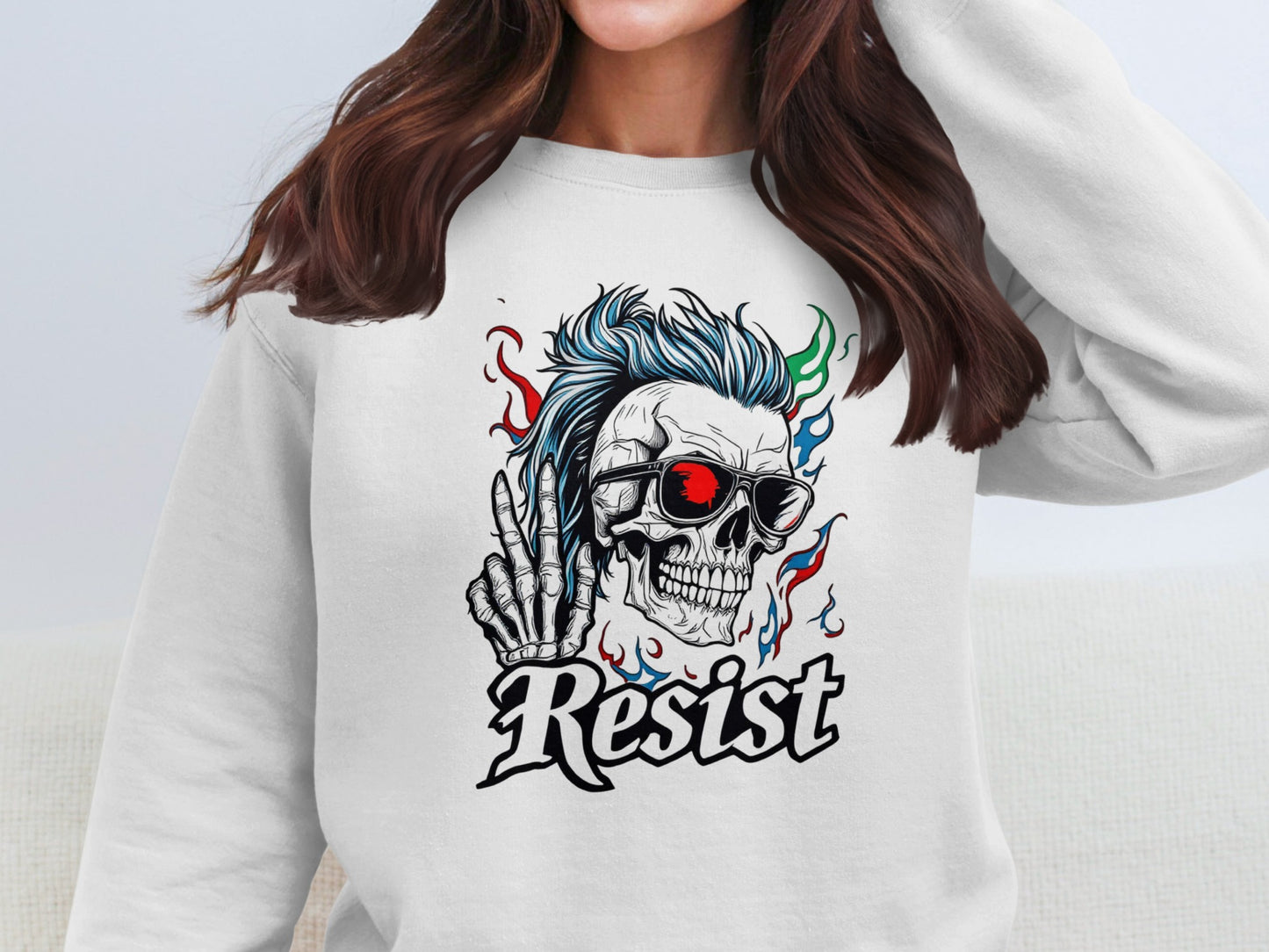 Resist Skull with Sunglasses Graphic Sweatshirt product type