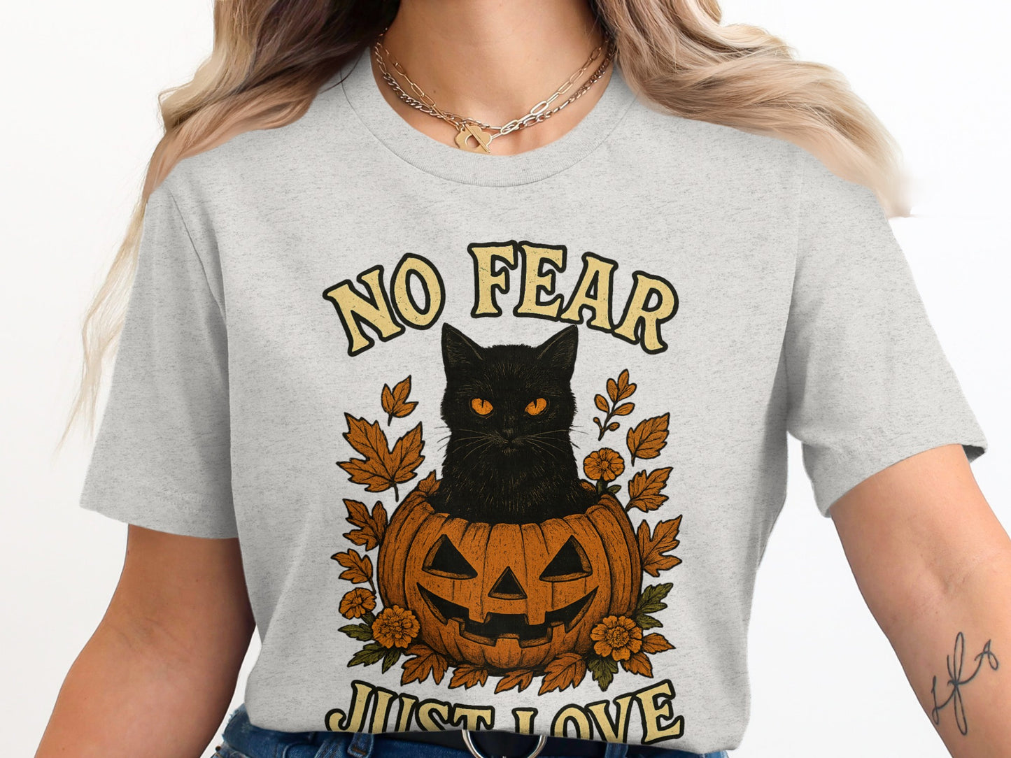 Cute Halloween Cat No Fear Just Love T-shirt product type