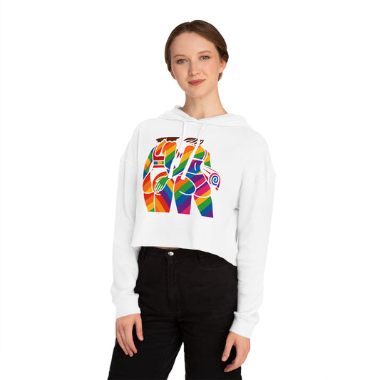 Pride Crop Top Colorful Women’s Cropped Hooded Sweatshirt - Embrace Diversity Design