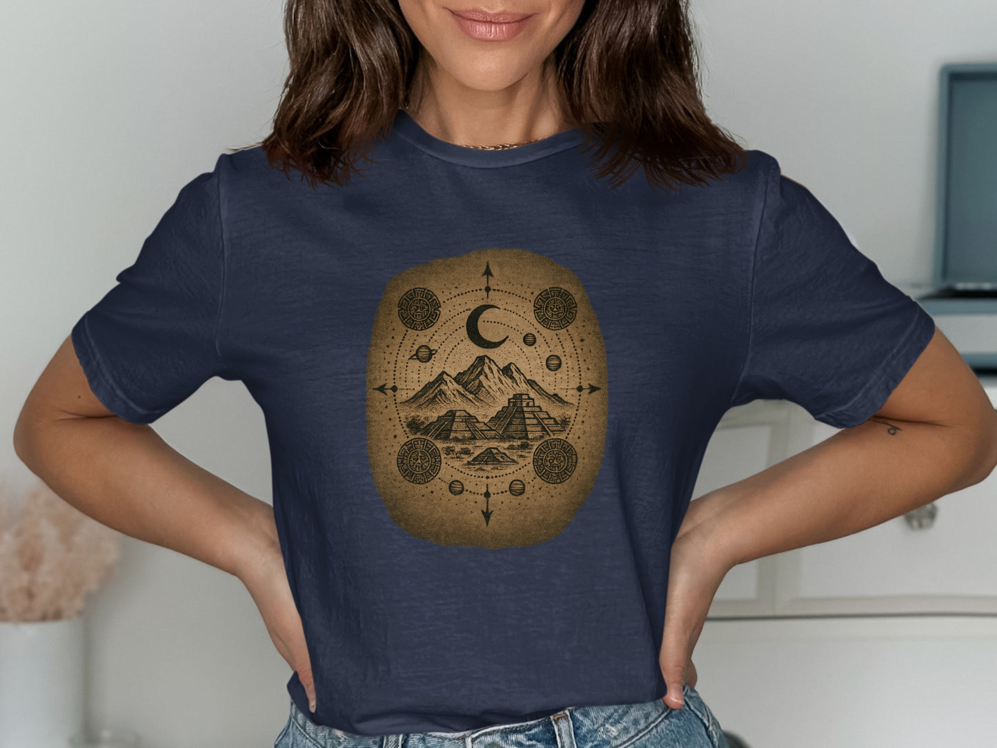 Mystical mountain and moon graphic tee product