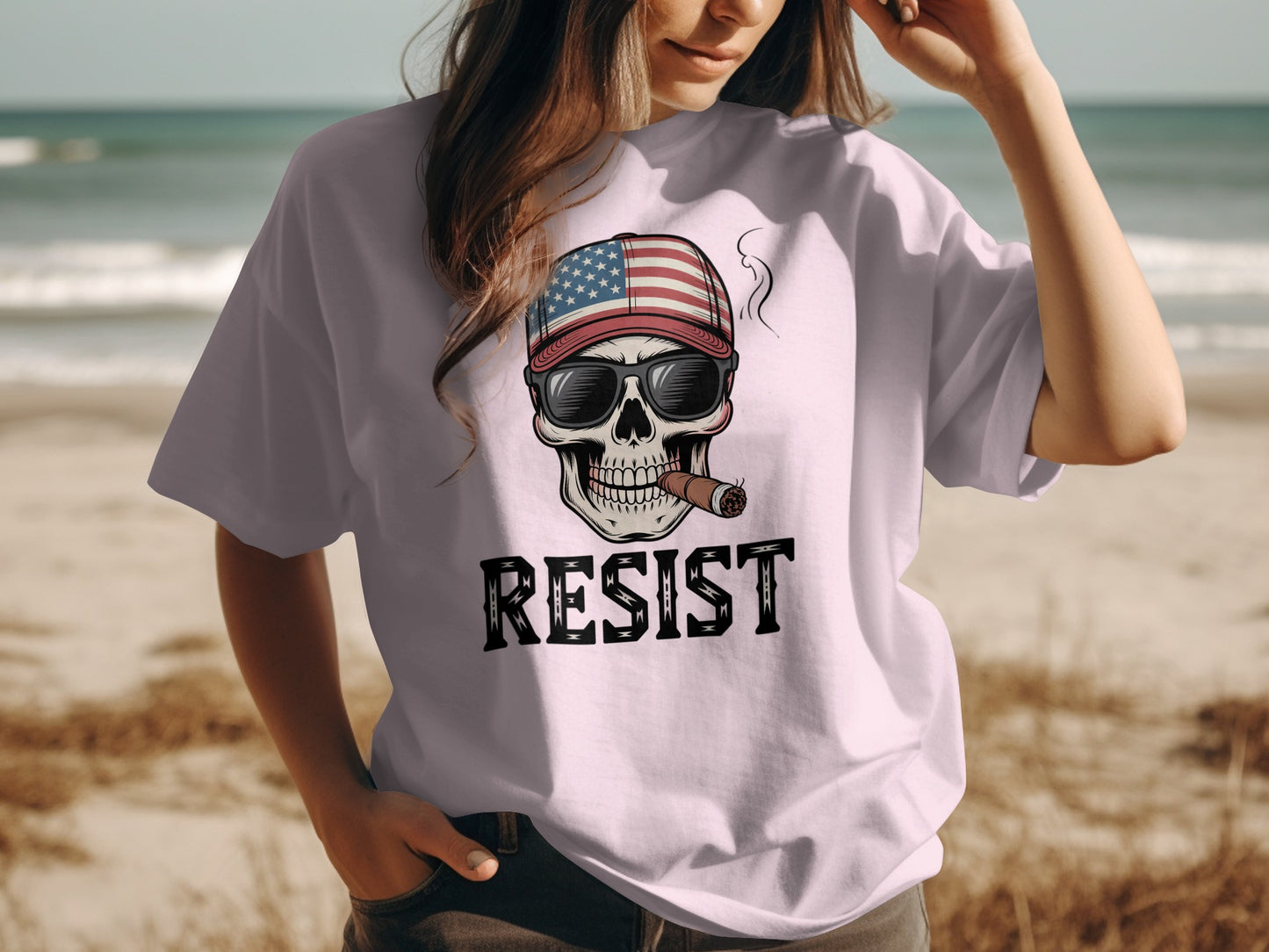 Patriotic Skull with Sunglasses Resist T-Shirt Product