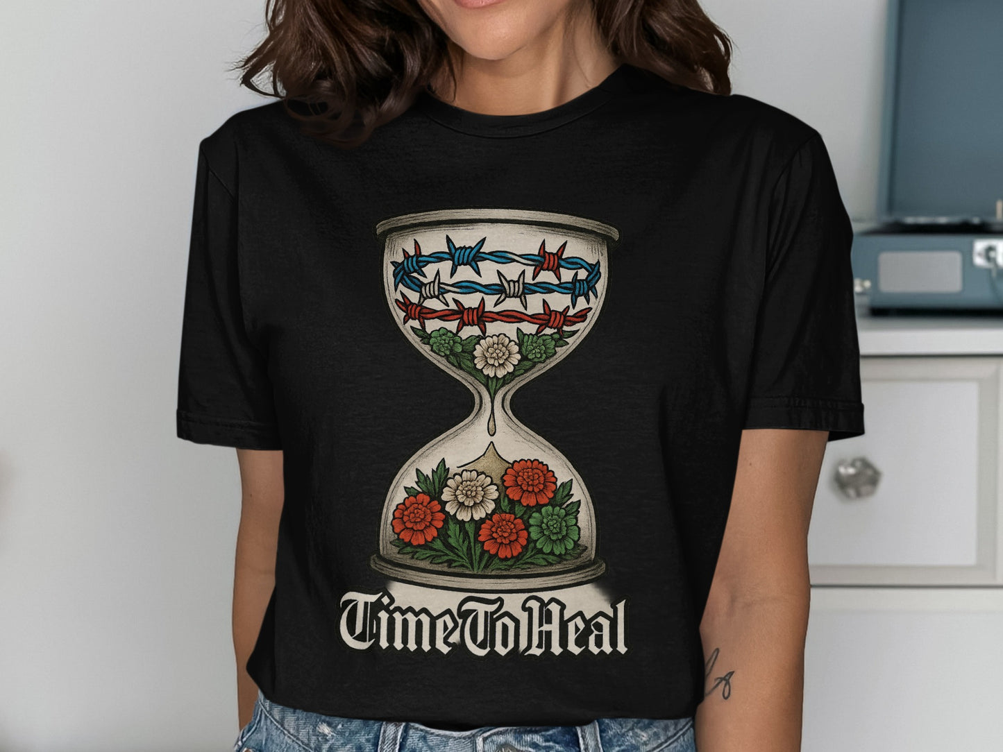 Time To Heal Hourglass Design Graphic Tee product type