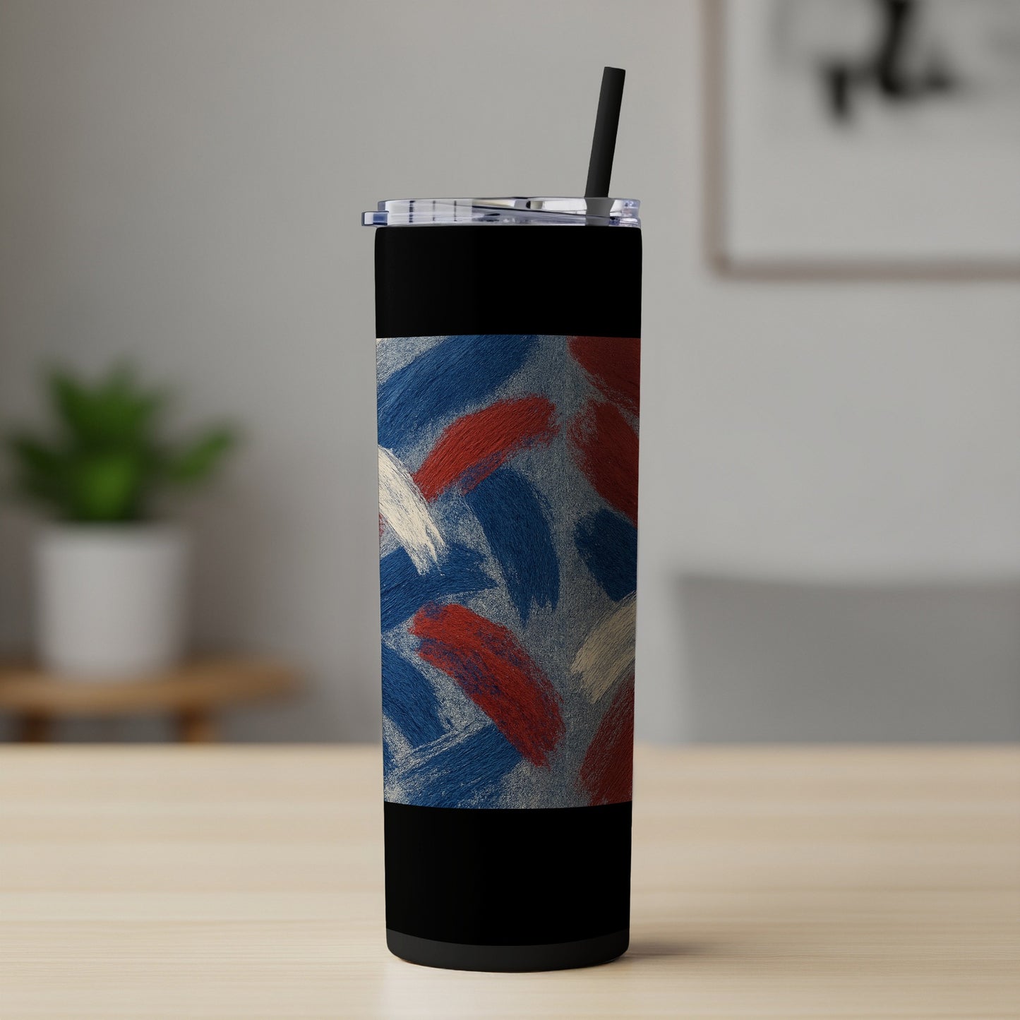 Abstract Design Blue Red White Tumbler Product