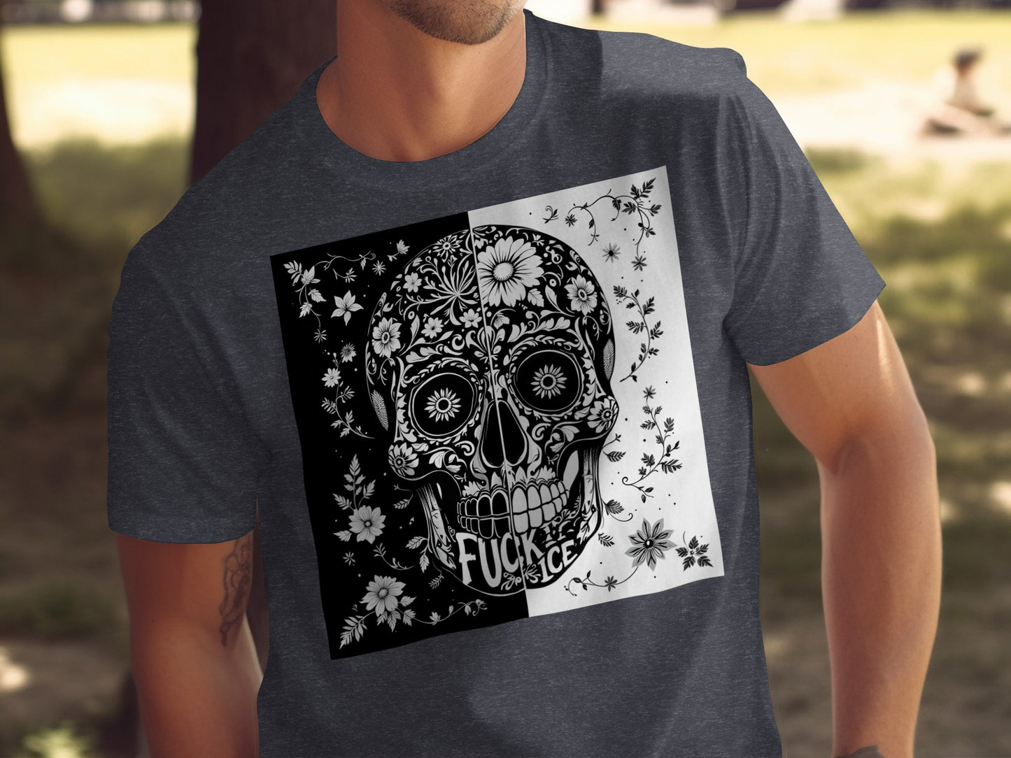 Monochrome Skull Contrast Graphic Tee Shirt product