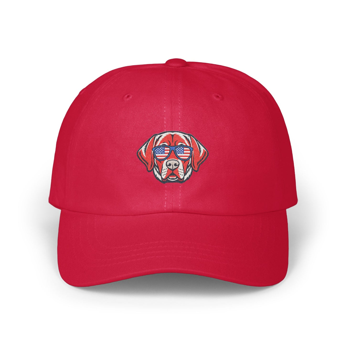 Patriotic Dog Embroidered Red Baseball Cap product type