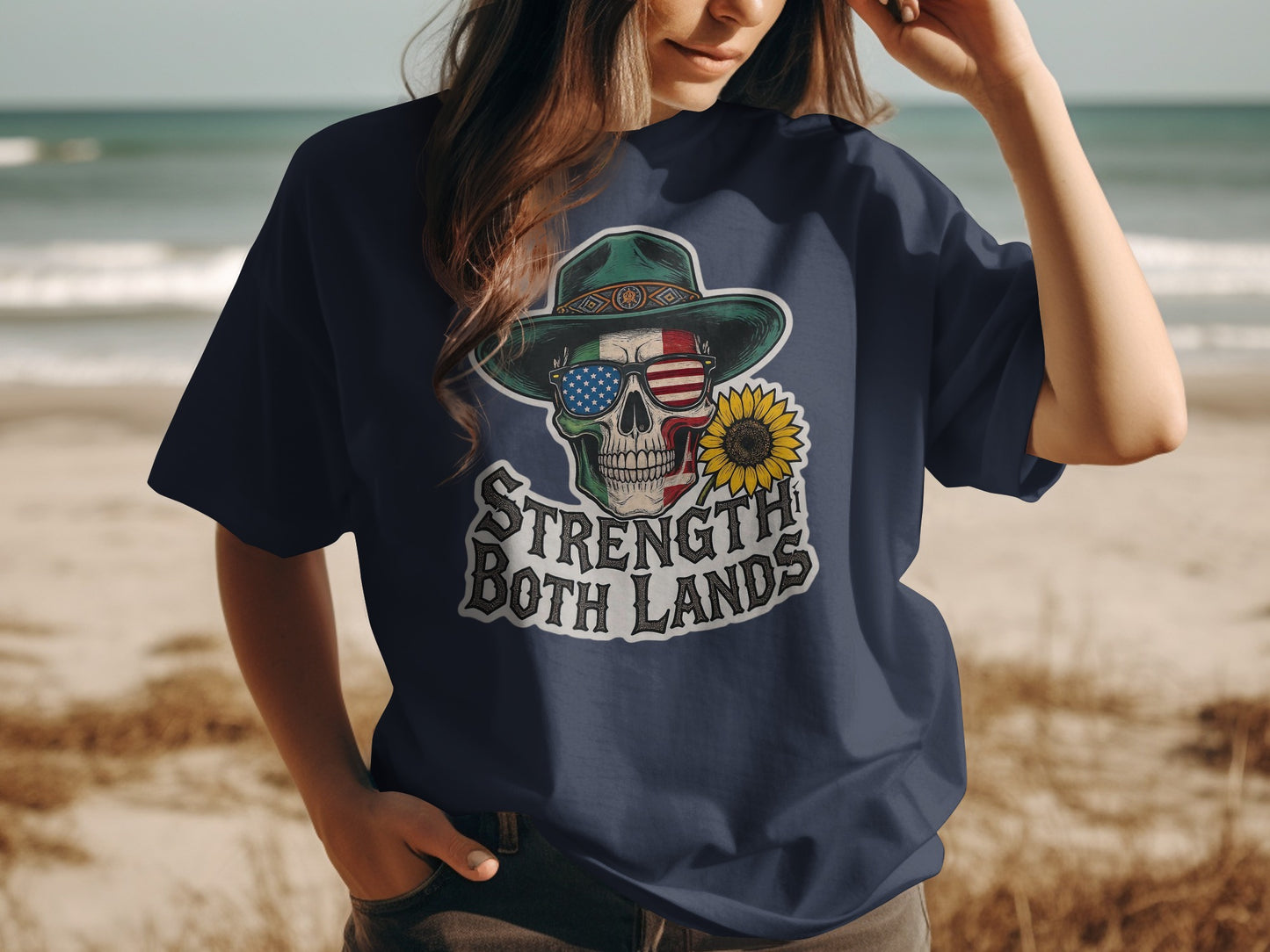 Strength Both Lands Skull Graphic T-Shirt product
