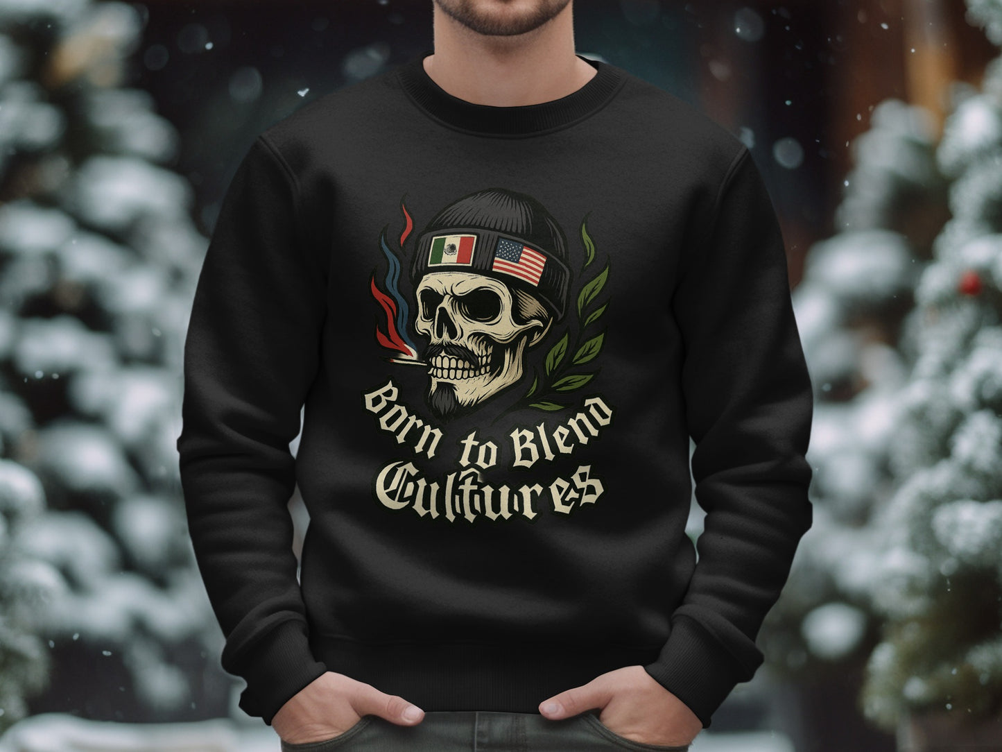 Born to Blend Cultures Skull Design Sweatshirt product
