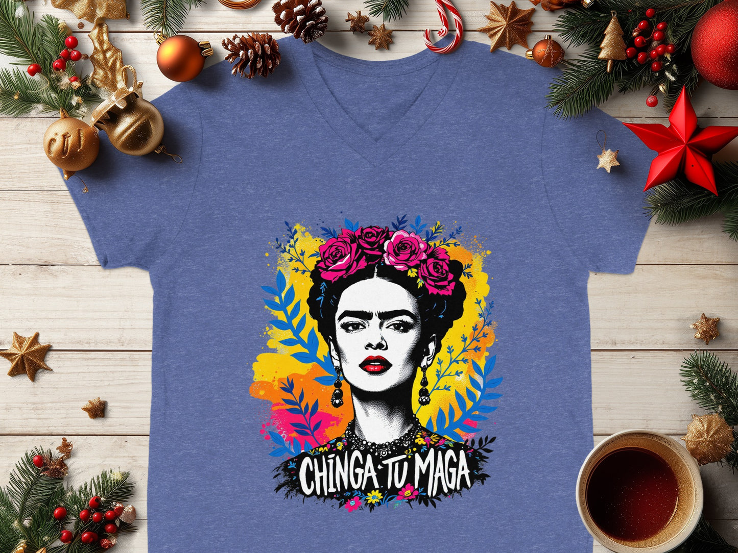 Colorful Frida Kahlo Design Chinga Tu Maga T-shirt