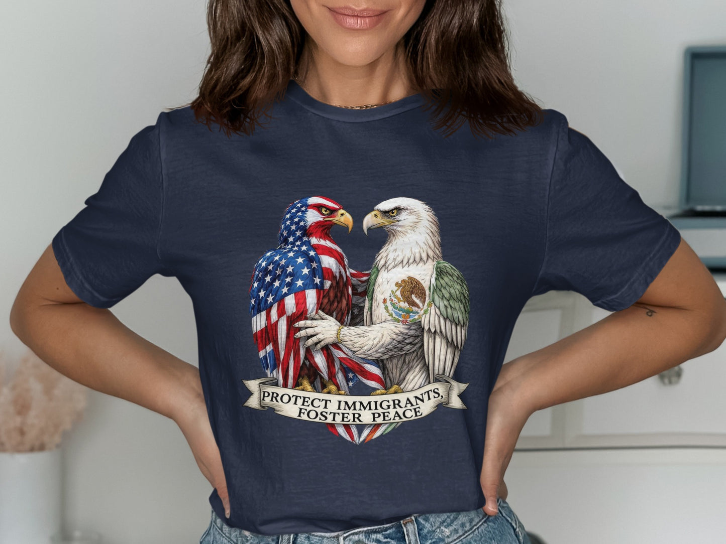 Protect Immigrants Foster Peace Graphic T-Shirt product type