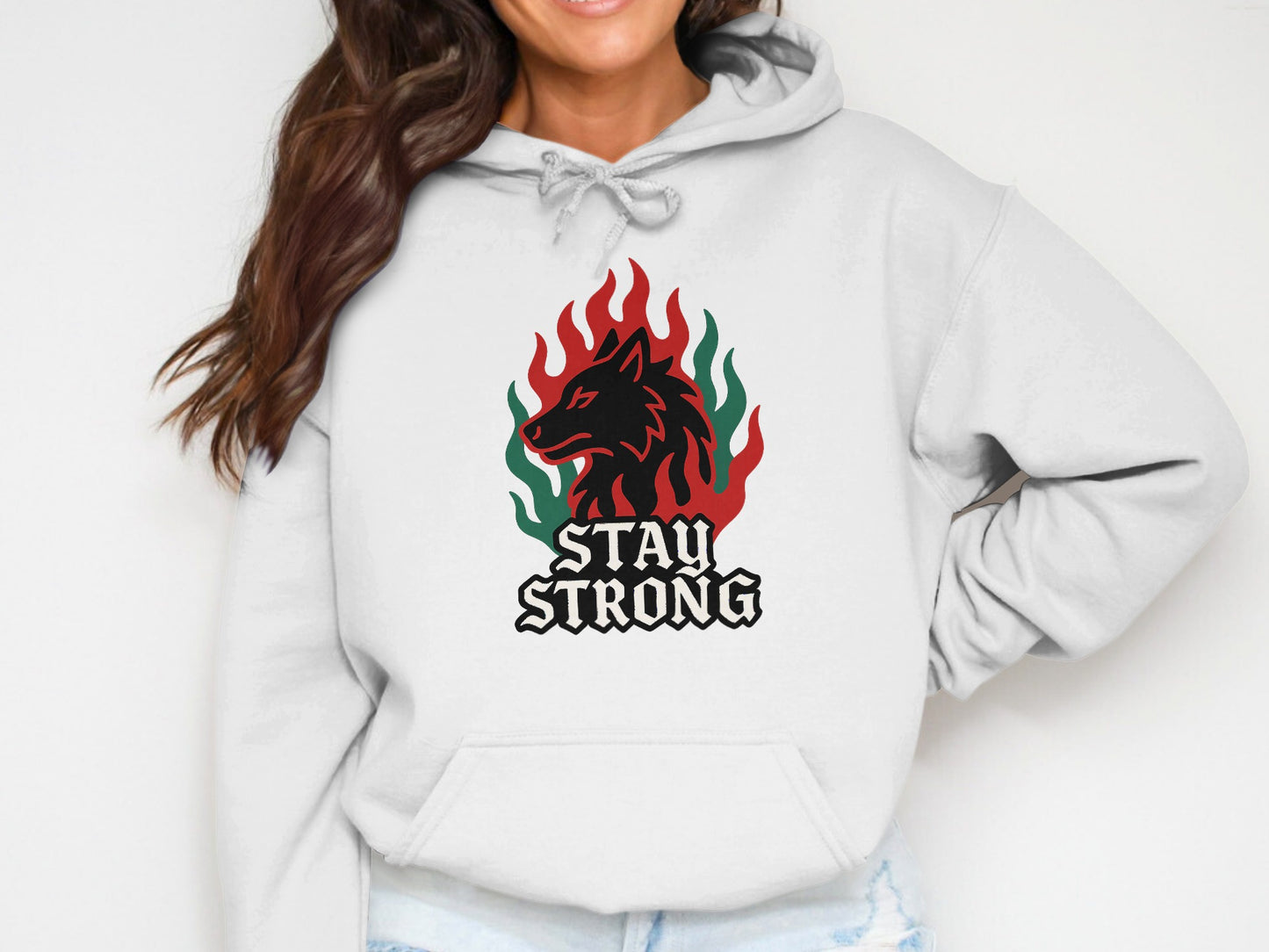 Stay Strong Lion Flame Print Hoodie product