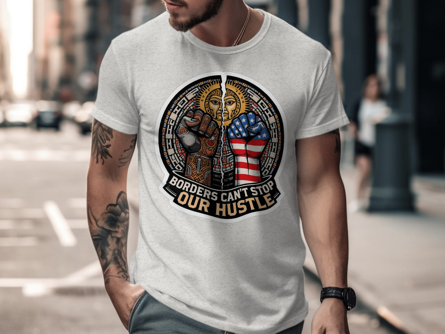 Borders Can't Stop Our Hustle Graphic T-Shirt product type