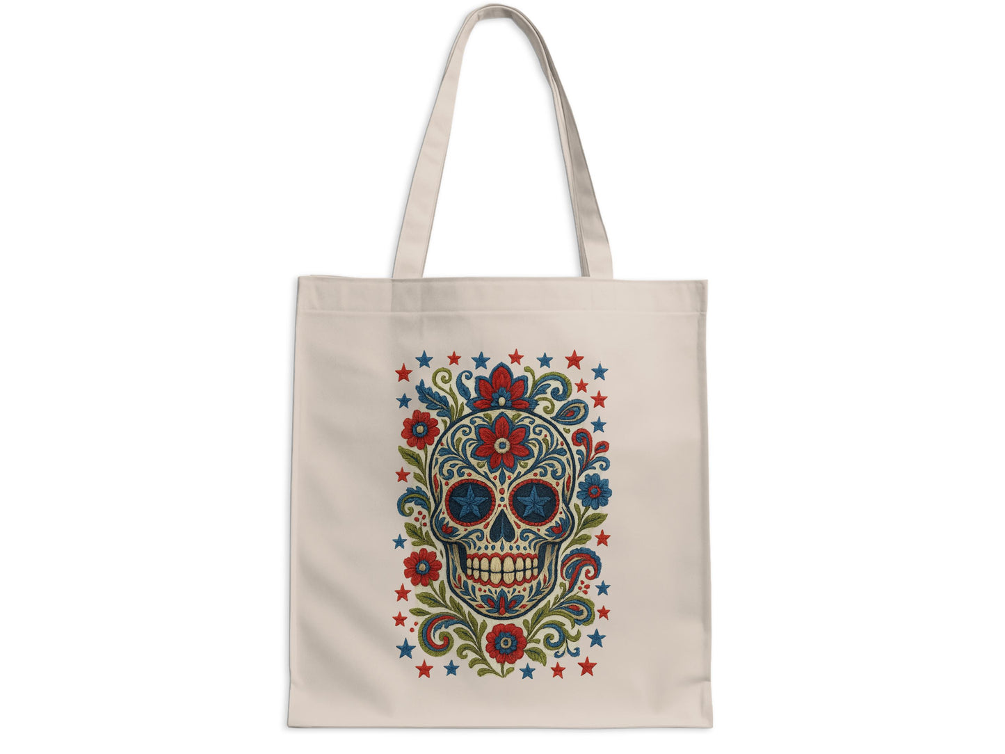 Skull Design with Floral Detail Tote Bag product type