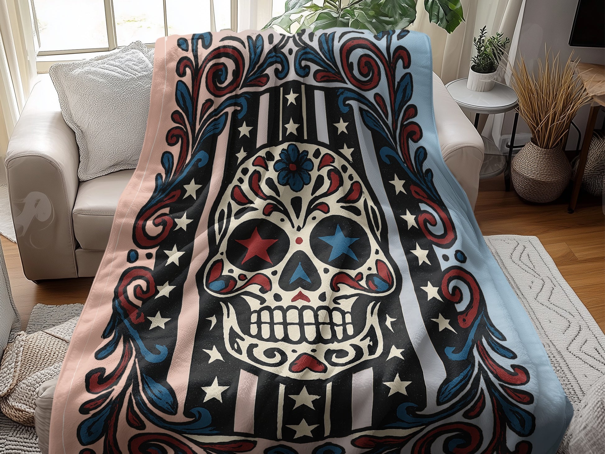 Colorful Skull Patterned Cozy Blanket product