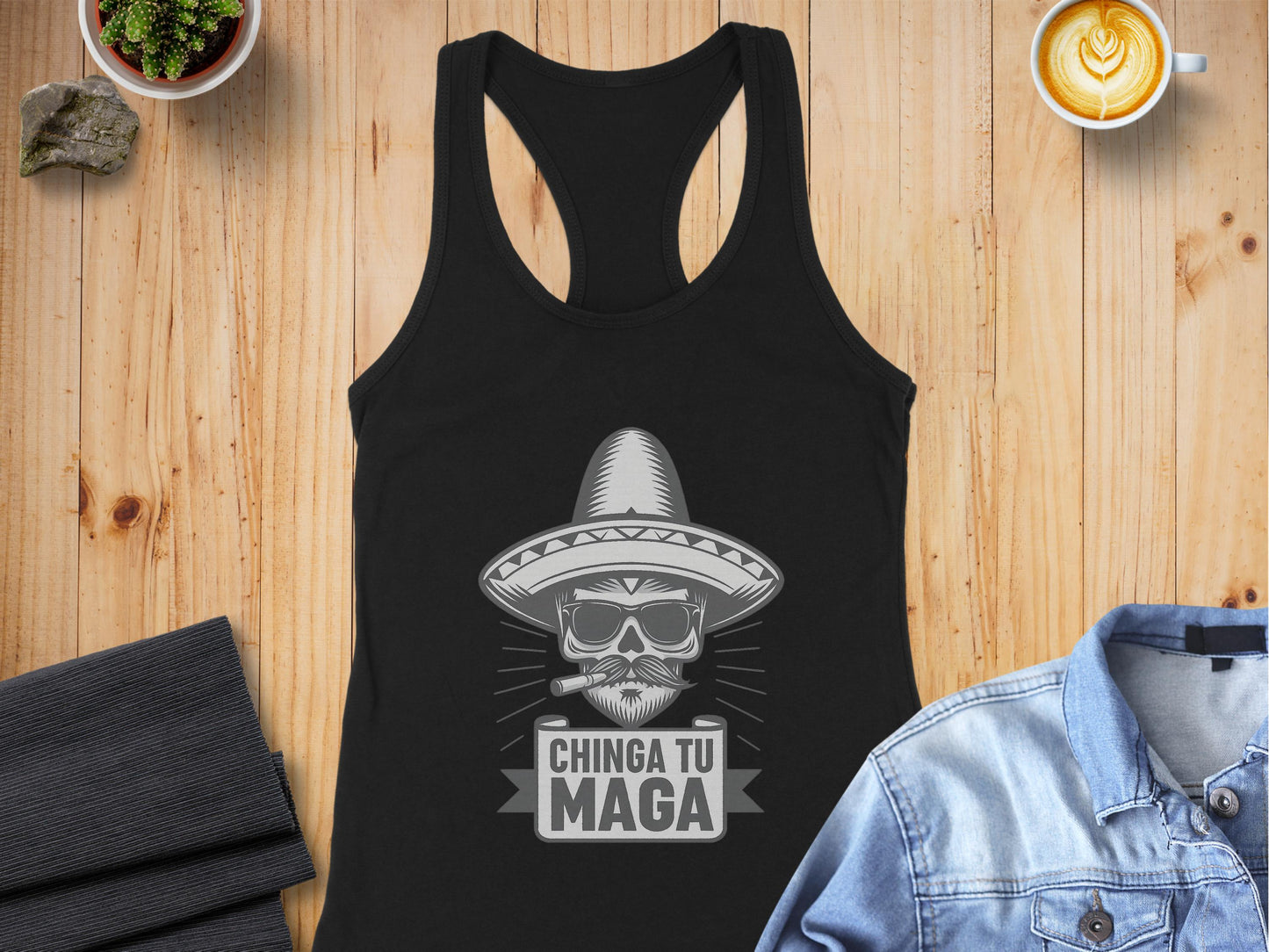 Chinga Tu Maga Black Tank Top Perfect Graphic Product