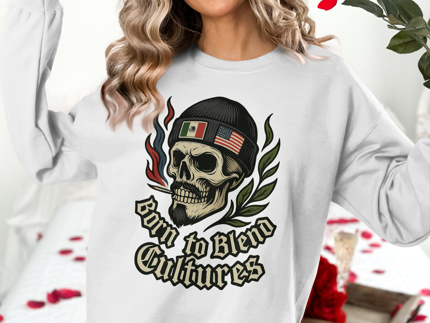 Born To Blend Cultures Skull Graphic Sweatshirt product