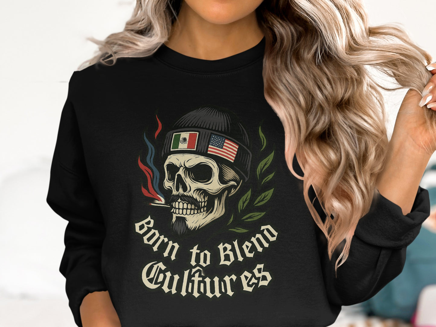 Born to Blend Cultures Skull Graphic Sweatshirt product type