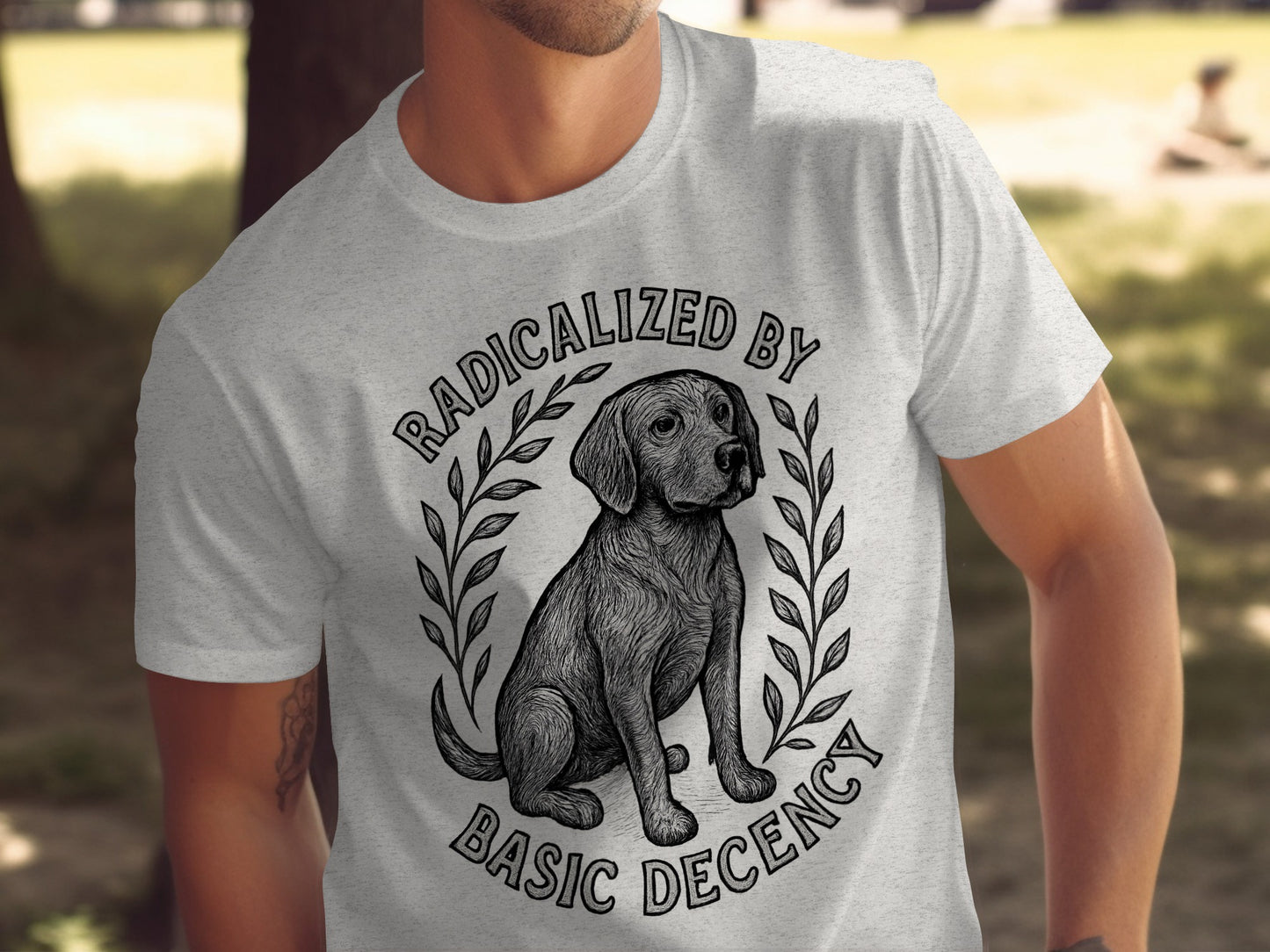 Radicalized By Basic Decency Dog Graphic Shirt product type
