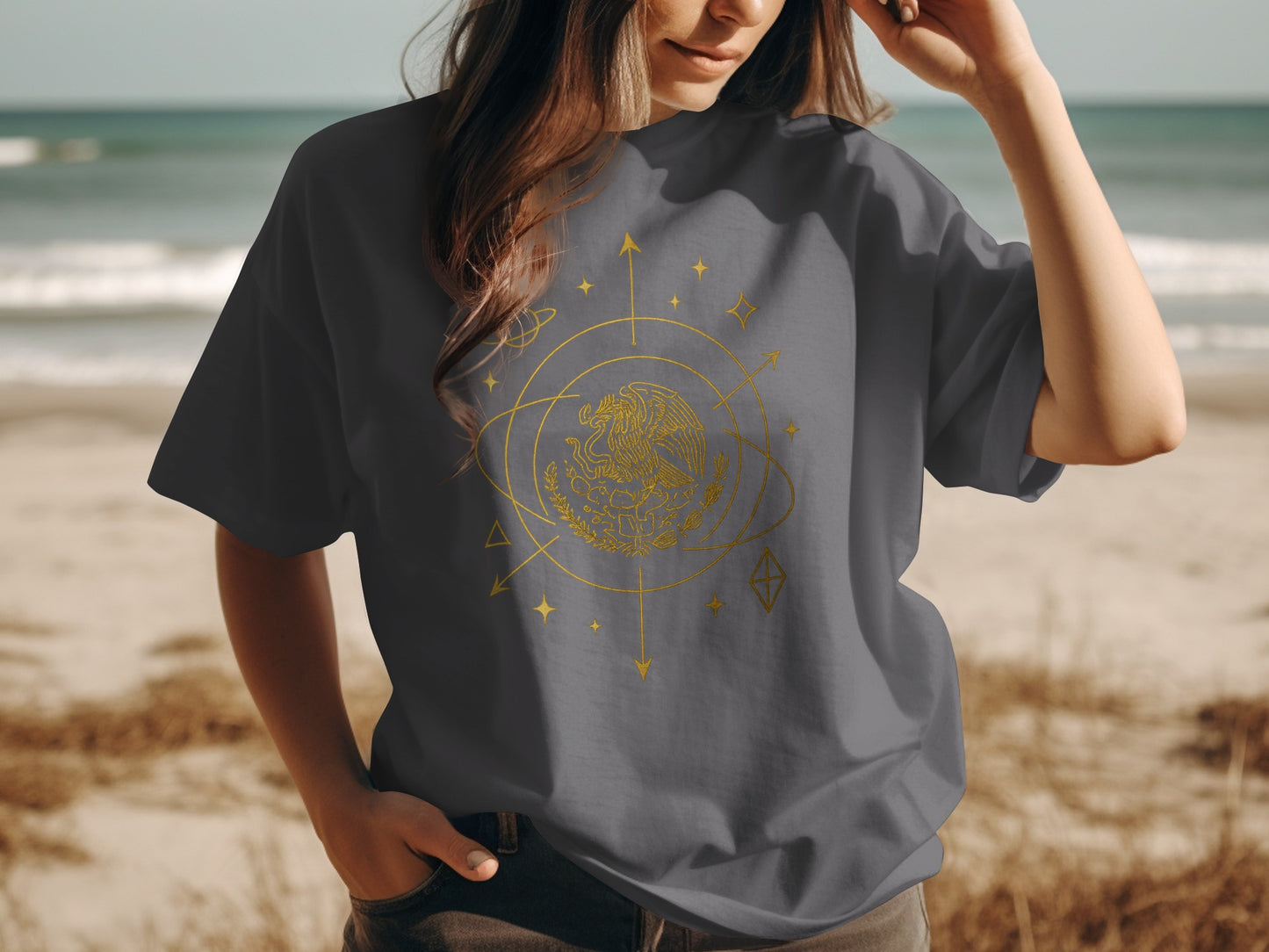 Unique Celestial Design Oversized Beach T-shirt product