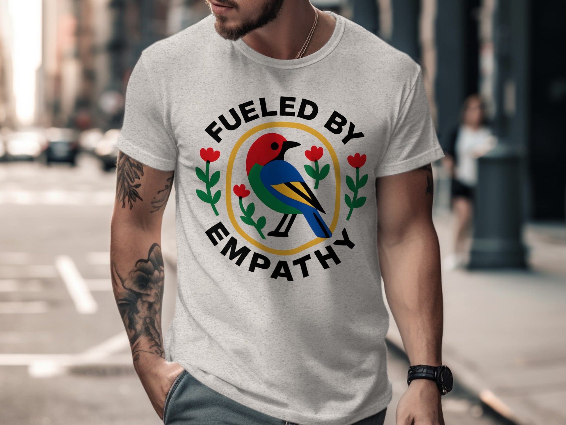 Fueled by Empathy Colorful Bird Graphic T-Shirt product type