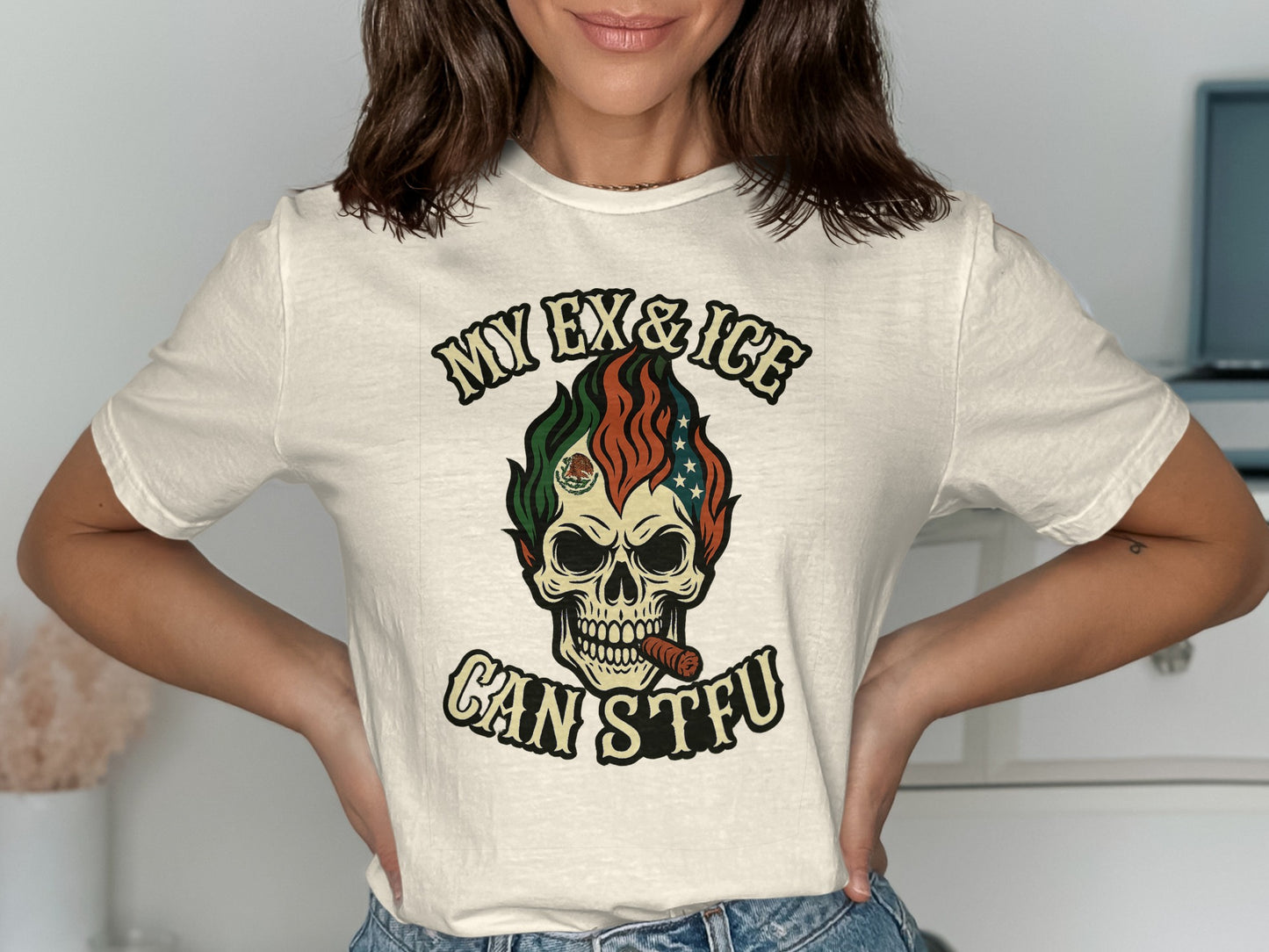 My Ex and Ice Can STFU Skull Graphic Tee product