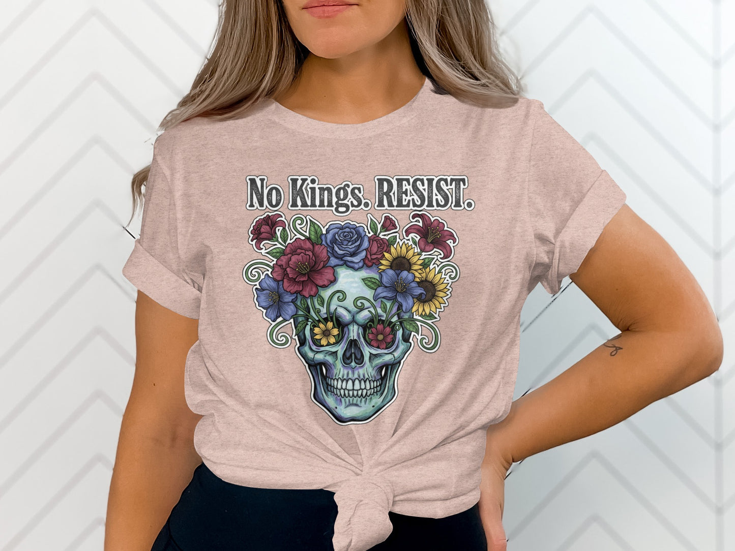 No Kings RESIST Skull Floral Graphic Tee product