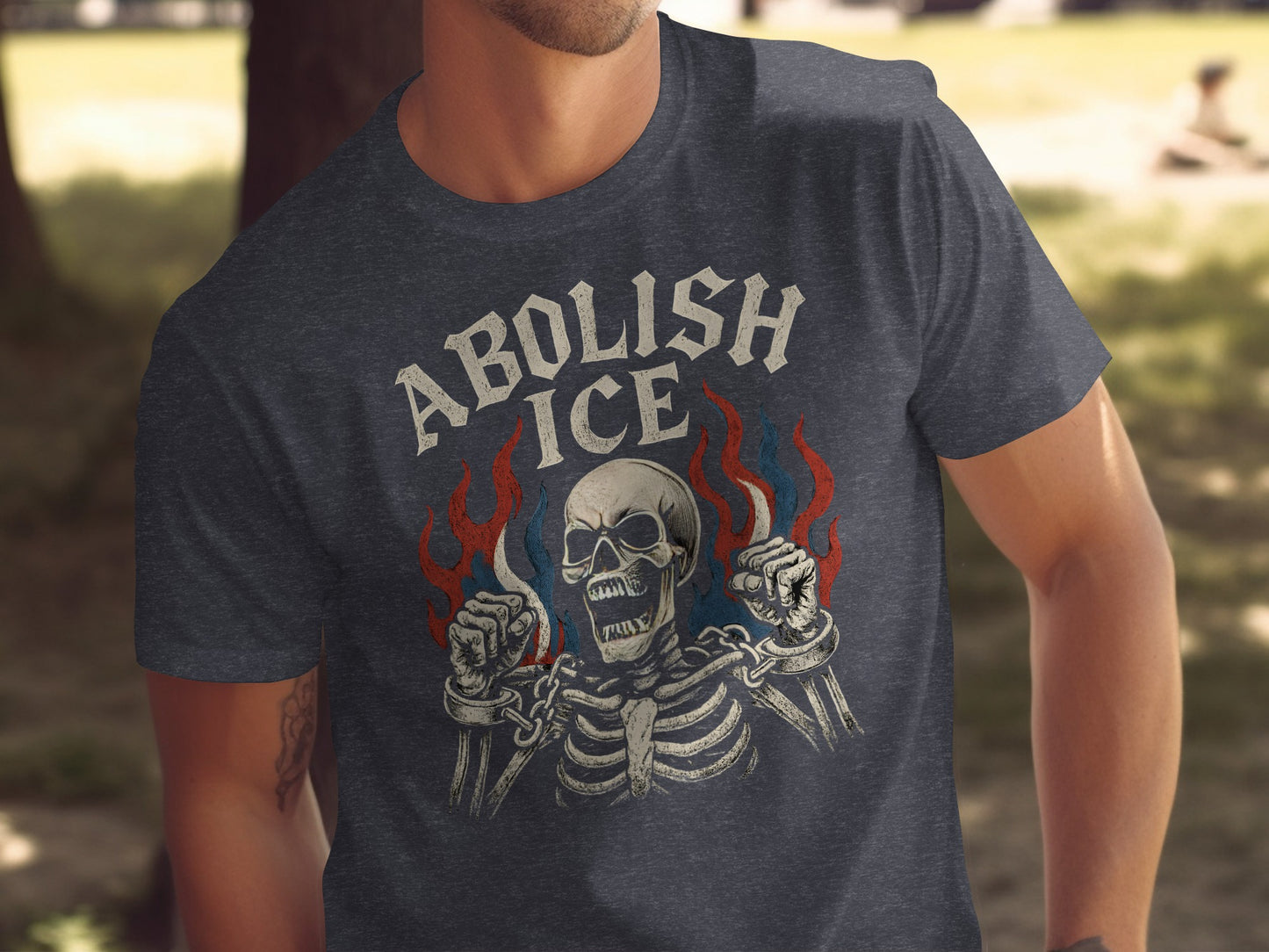 Abolish ICE Skeleton and Chains Statement T-shirt product