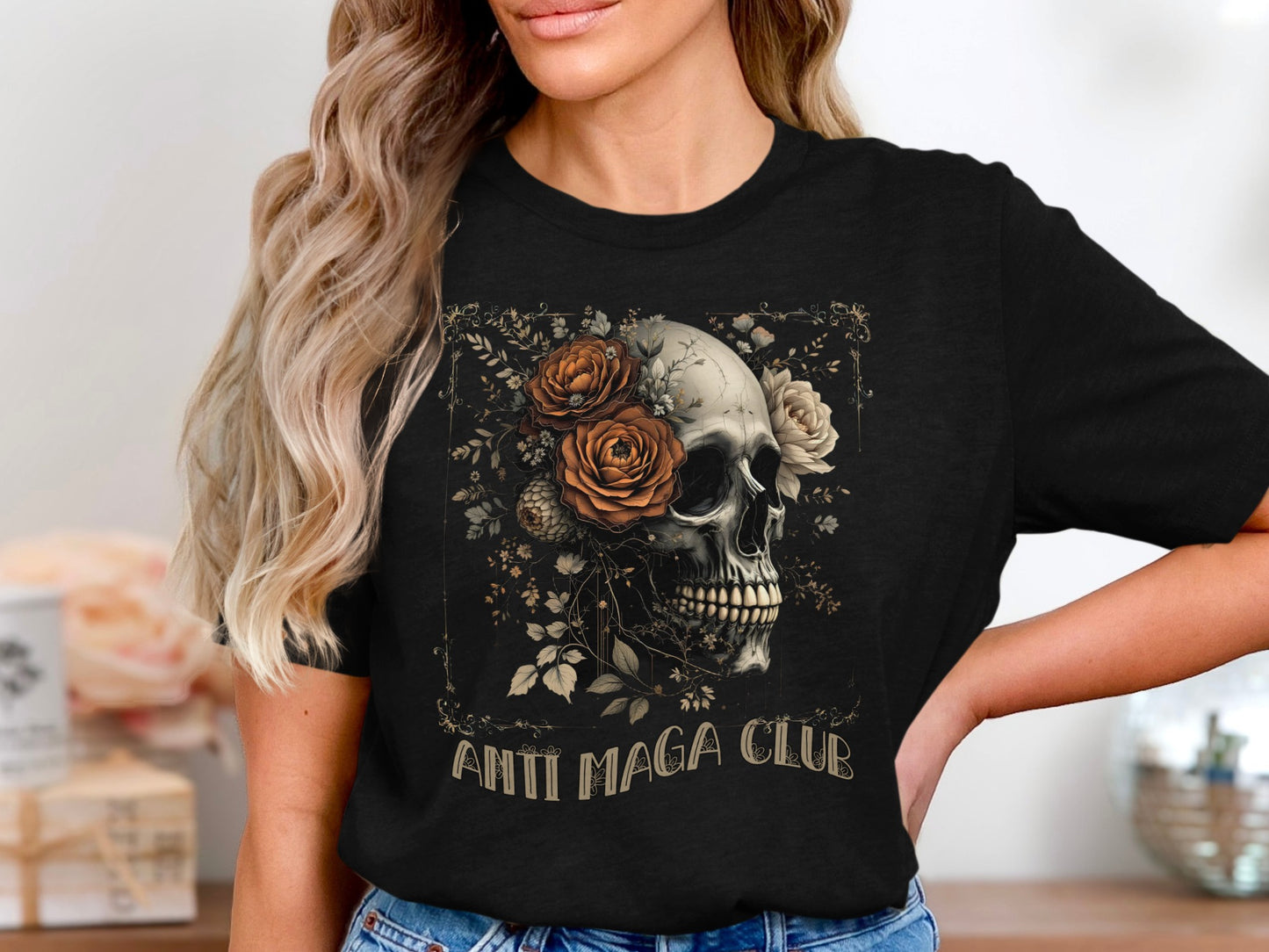 Anti Maga Club Skull and Roses Black T-shirt product type