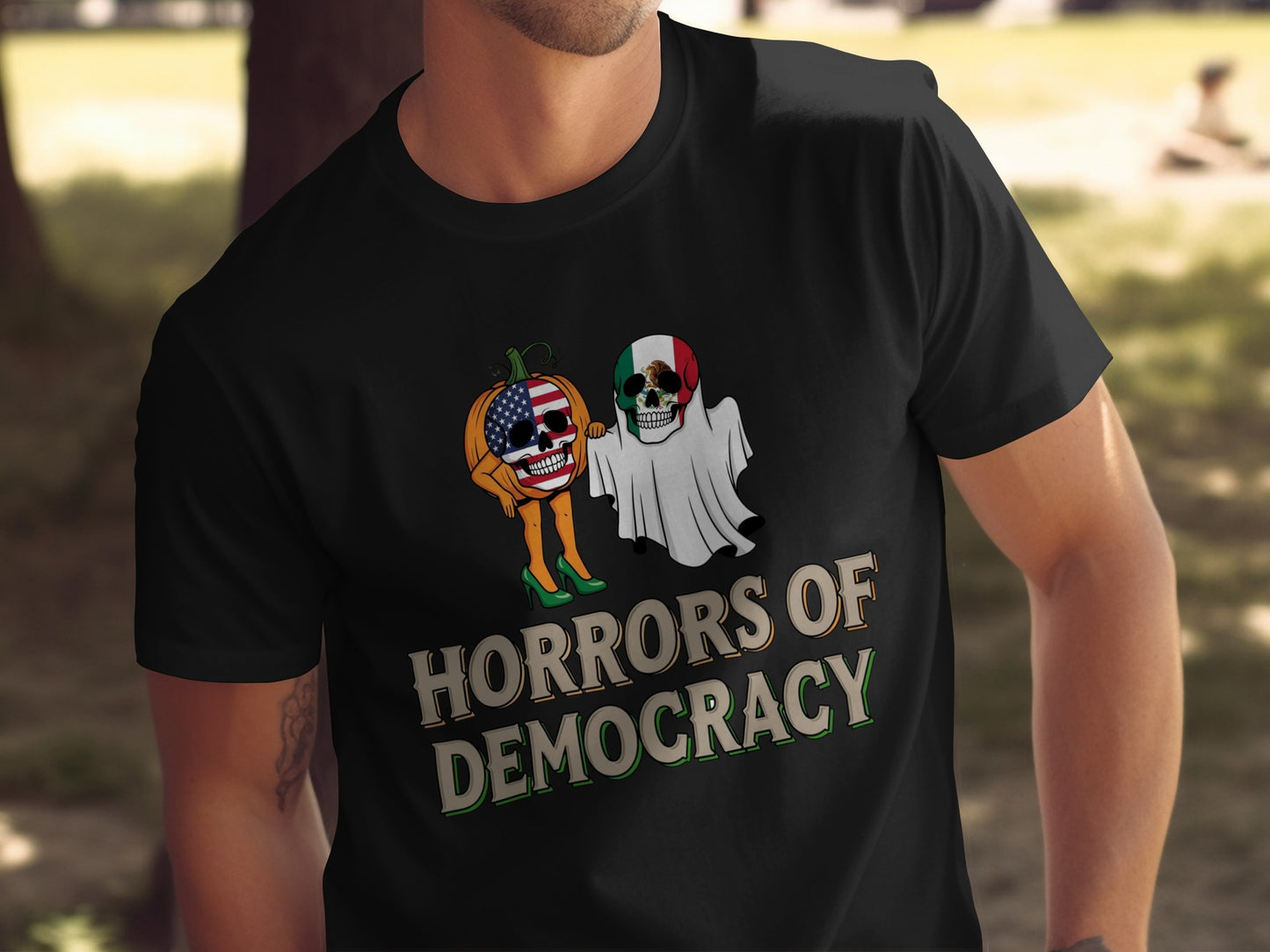 Horrors of Democracy Funny Halloween T-Shirt Product Type