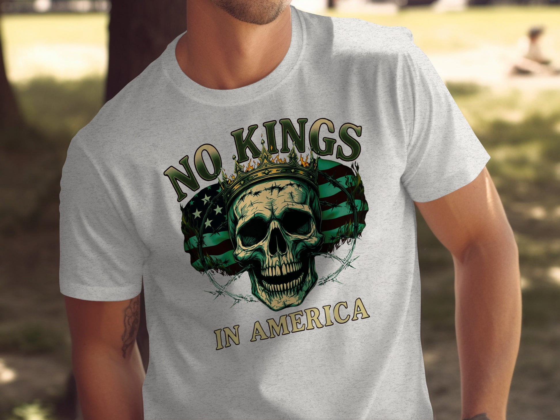No Kings in America Skull Graphic T-Shirt