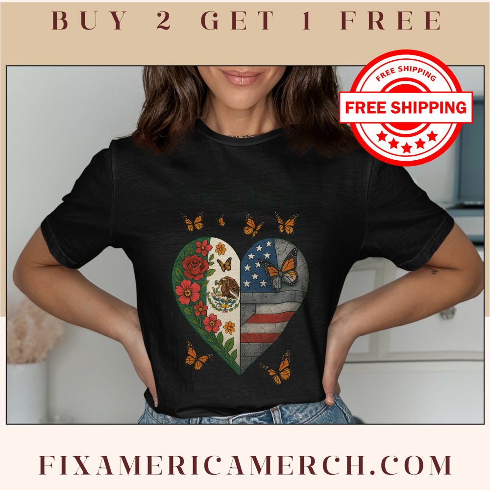 Heart-Shaped Flag and Flowers Printed Shirt product
