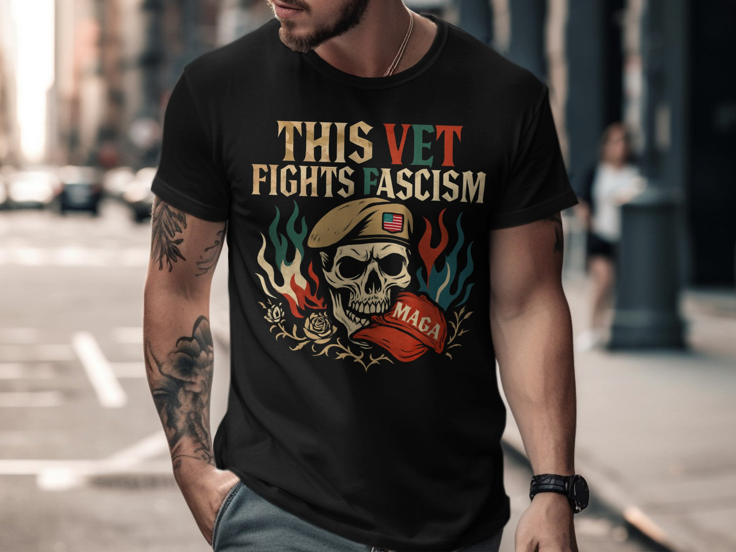 This Vet Fights Fascism Graphic T-Shirt Product
