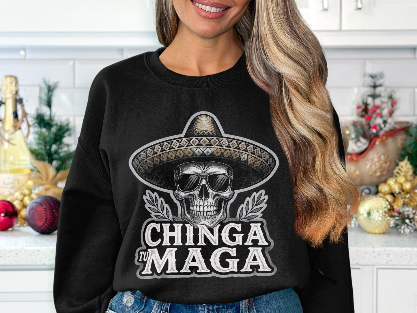 Stylish Chinga Tu Maga Skull Sweatshirt product type